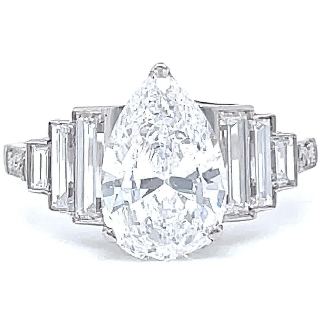 1.78 Pear Shape Diamond Engagement Ring Platinum For Sale at 1stDibs ...