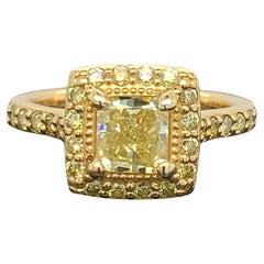 1.78 Tcw Fancy Yellow Diamond Ring VS2 Natural GIA Certified 18k Yellow Gold