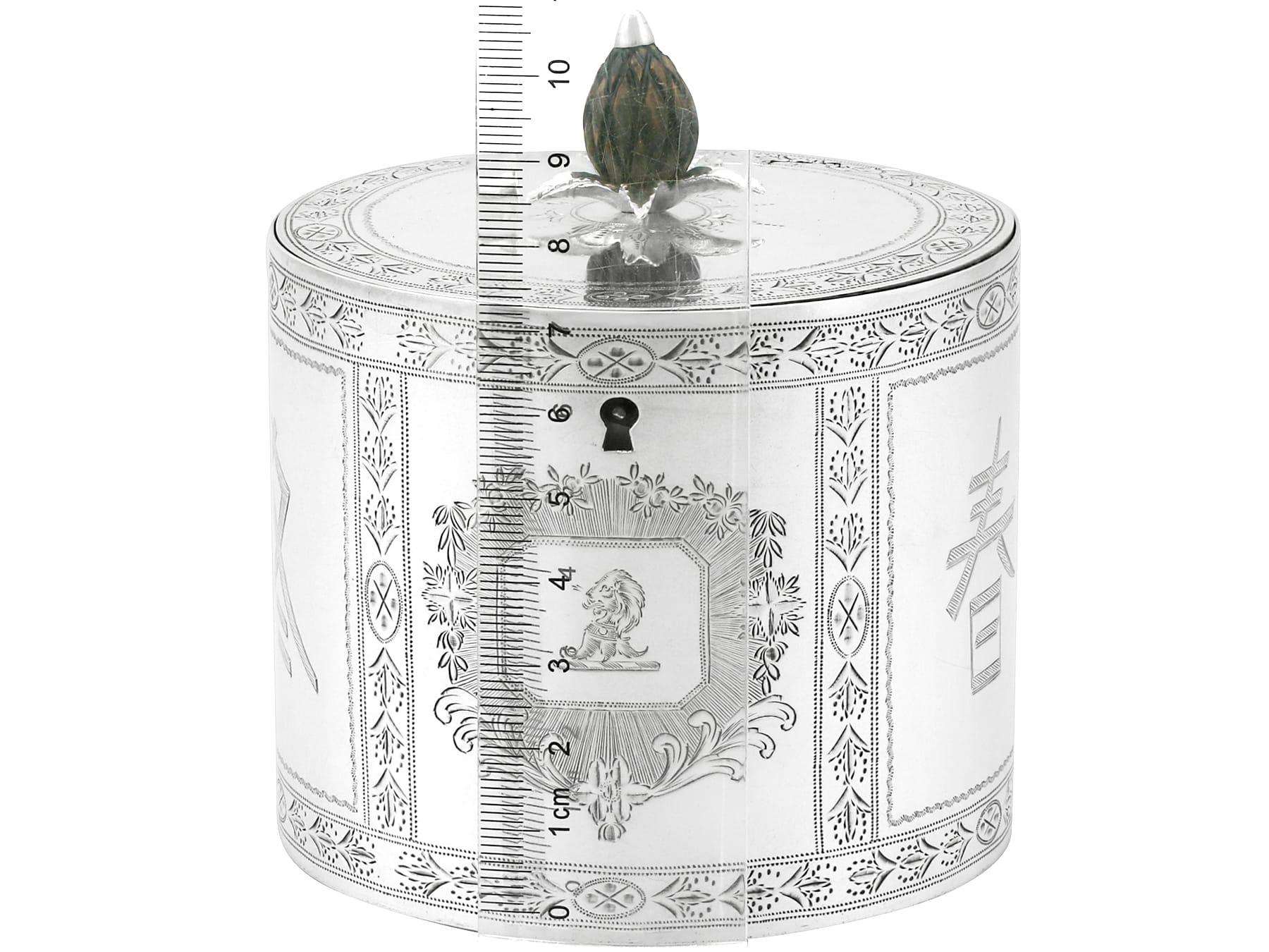 1780, Antique Georgian Sterling Silver Locking Tea Caddy For Sale 10