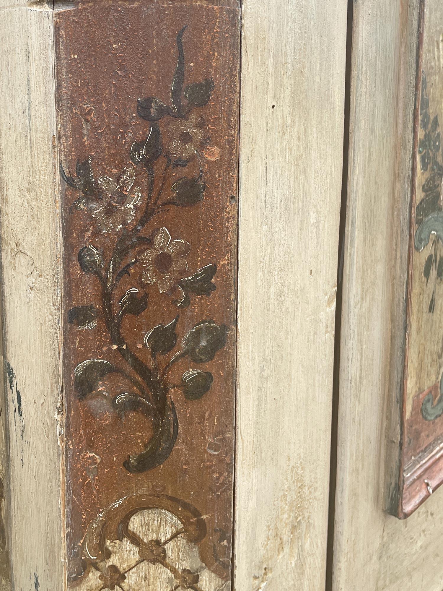 1780 Antique White floral Painted Tyrolean Cabinet 12