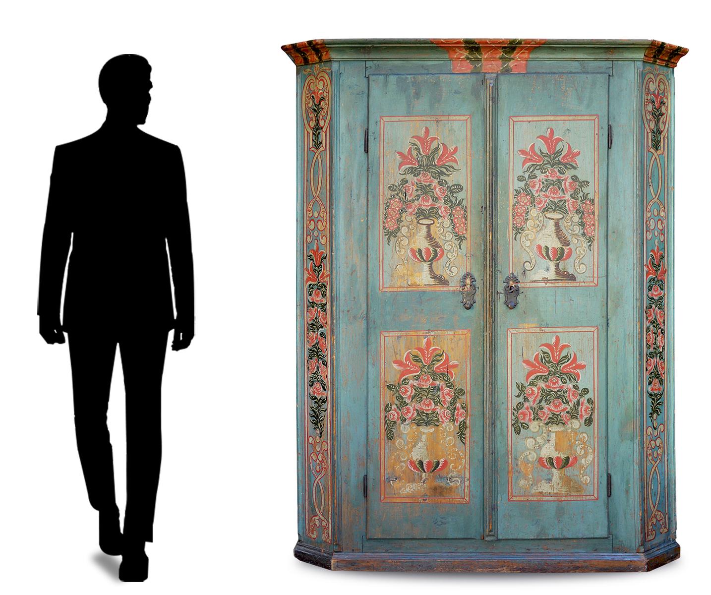 1780 Blue Floral Painted Wardrobe 8