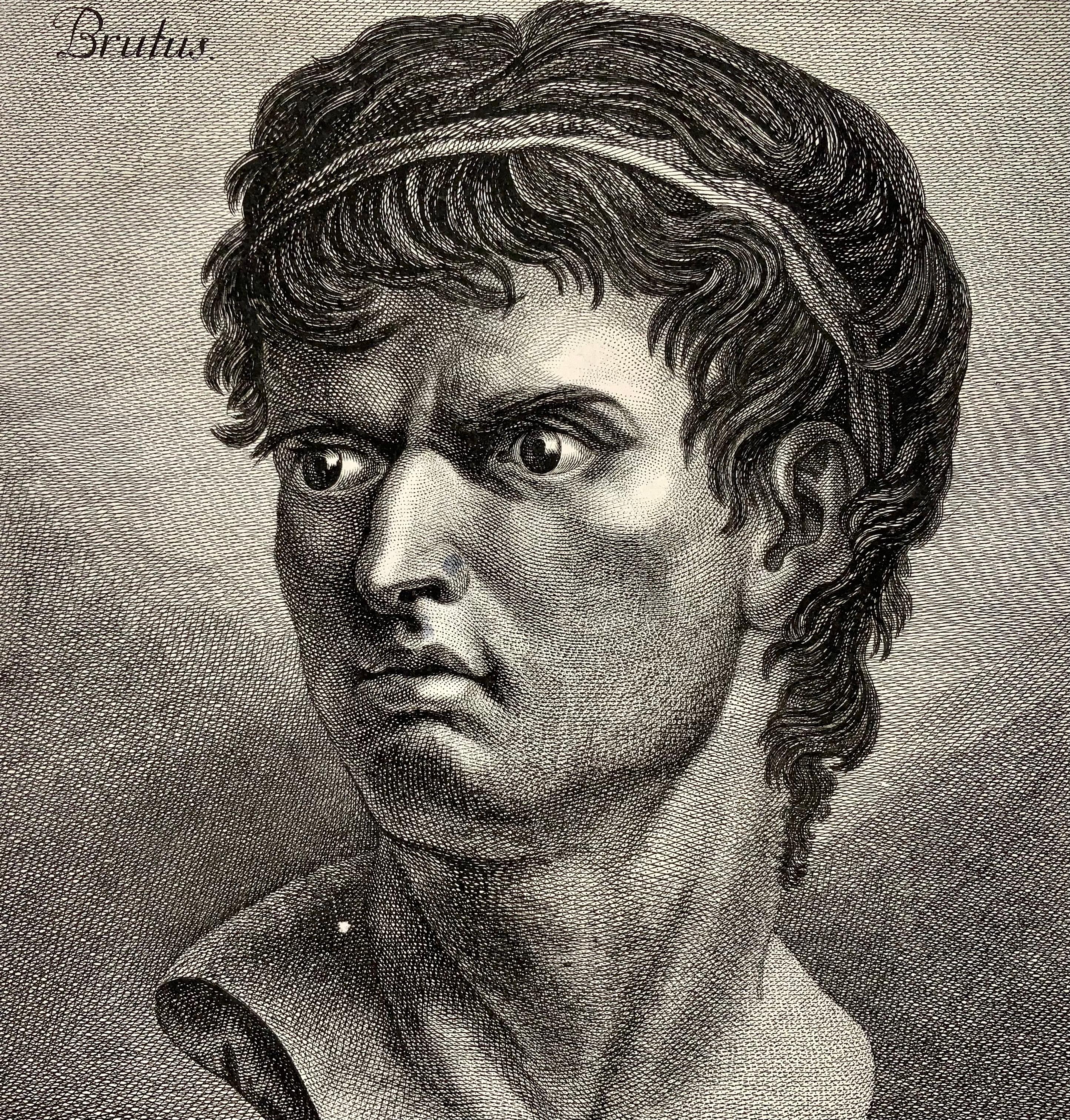 German 1780 Brutus, Large Physiognomical Study Engraved by Robert Brichel, Portrait For Sale