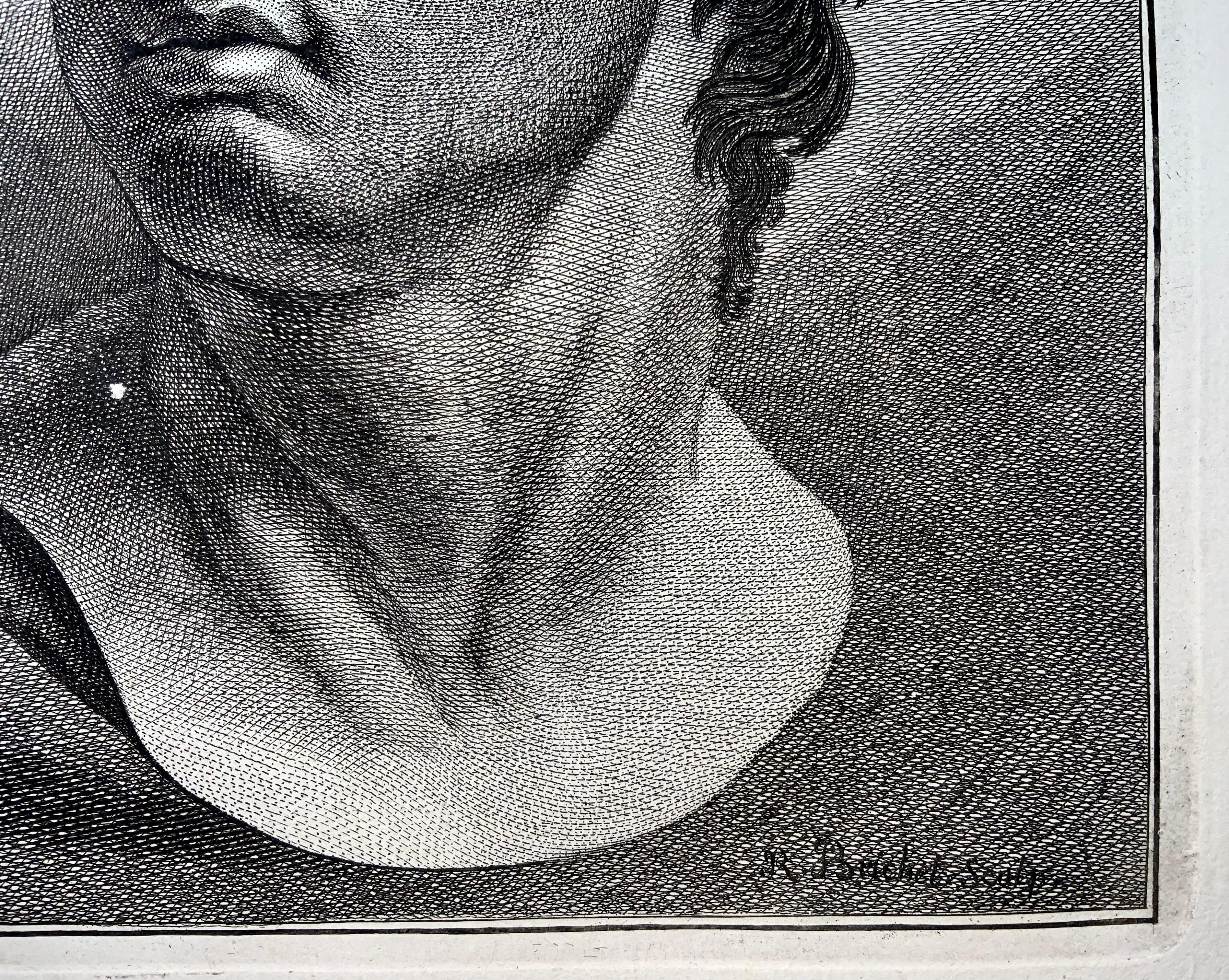 1780 Brutus, Large Physiognomical Study Engraved by Robert Brichel, Portrait In Good Condition For Sale In Norwich, GB