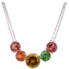 17.80 Carat Fancy Colored Tourmalines and 18 Karat White Gold Pendant Necklace