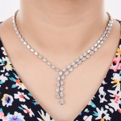 17.80 Carat SI/H Pear Brilliant Cut Diamond Necklace 18k White Gold Fine Jewelry