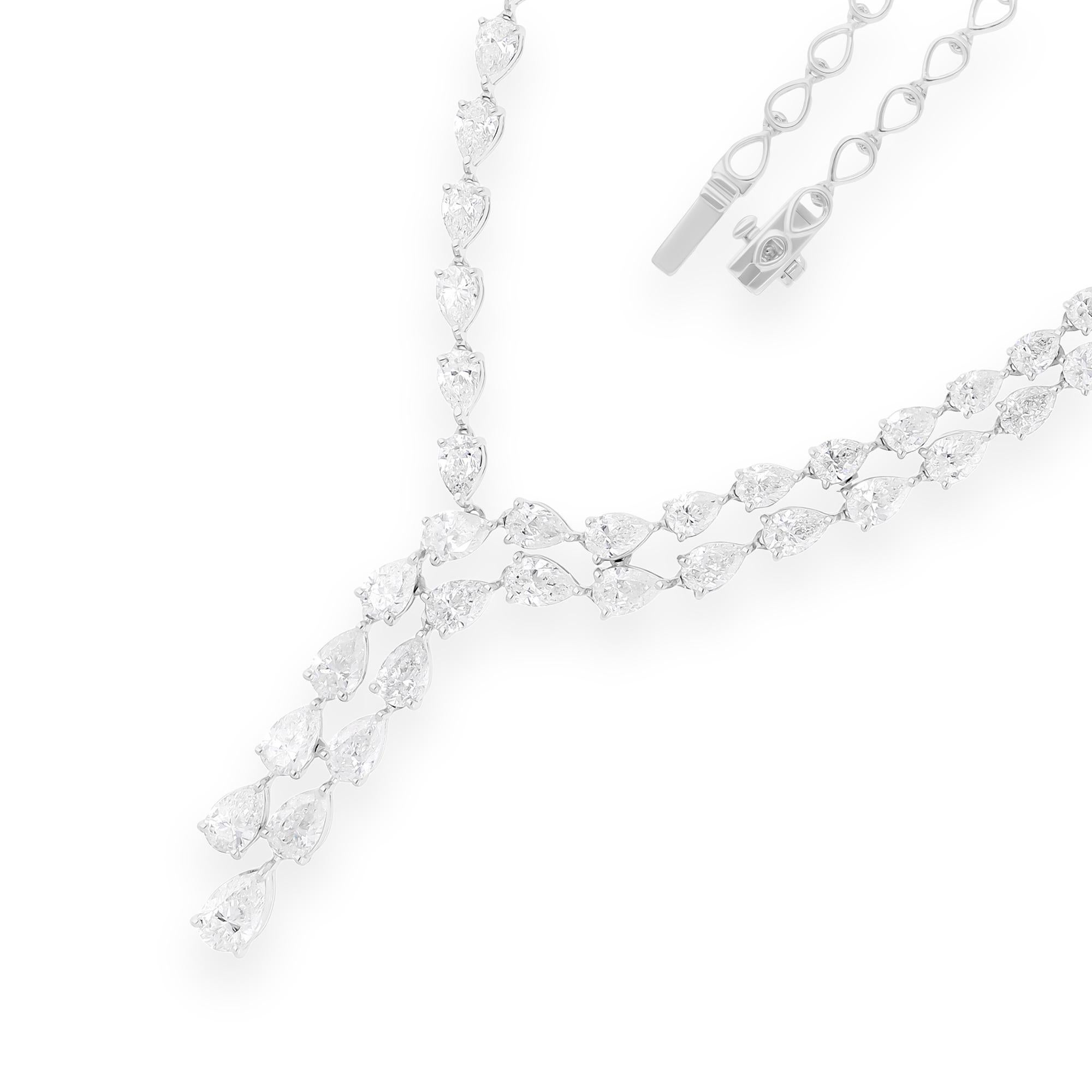 Moderne 17.80 Carat SI/H Pear Brilliant Cut Diamond Necklace 18k White Gold Fine Jewelry (Collier de diamants taille brillant SI/H) en vente