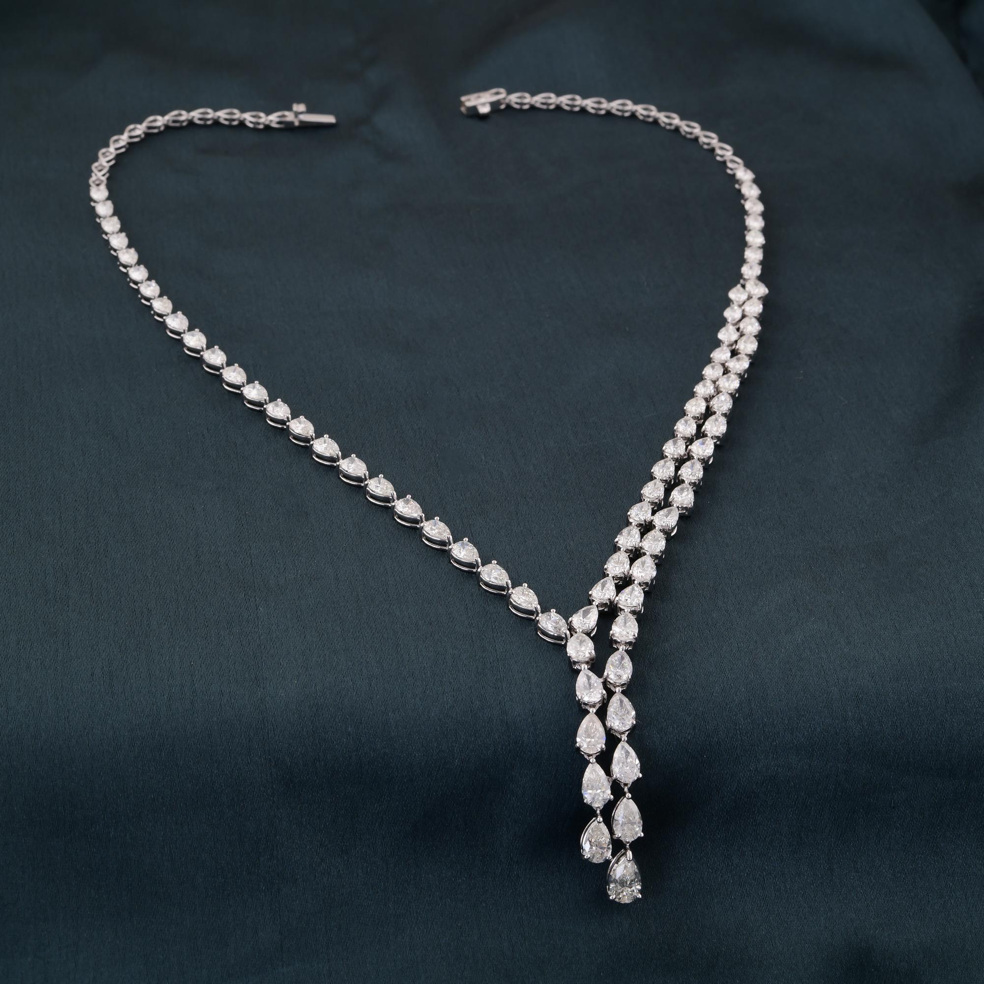 Taille poire 17.80 Carat SI/H Pear Brilliant Cut Diamond Necklace 18k White Gold Fine Jewelry (Collier de diamants taille brillant SI/H) en vente
