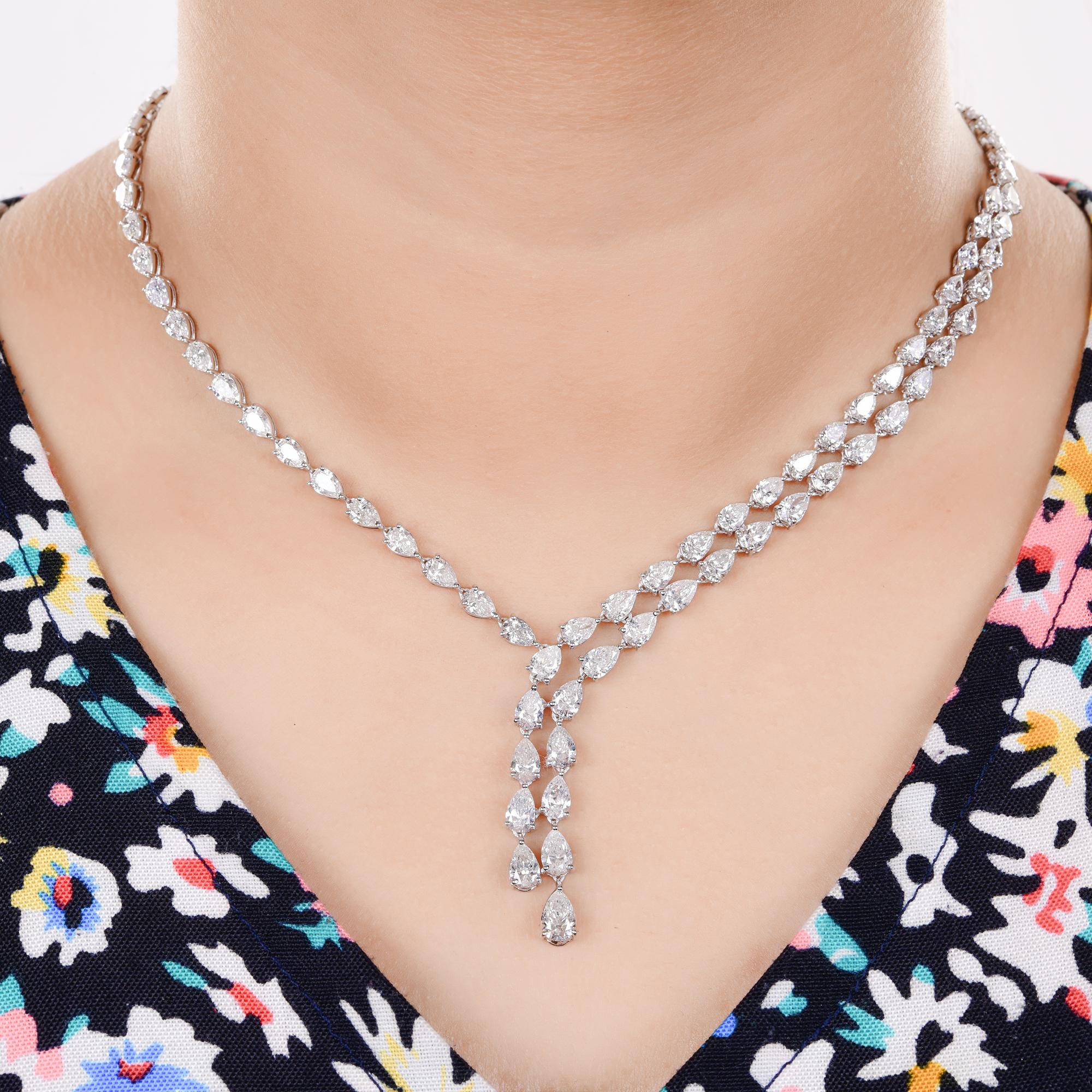 17.80 Carat SI/H Pear Brilliant Cut Diamond Necklace 18k White Gold Fine Jewelry (Collier de diamants taille brillant SI/H) Neuf - En vente à Diera, Dubai