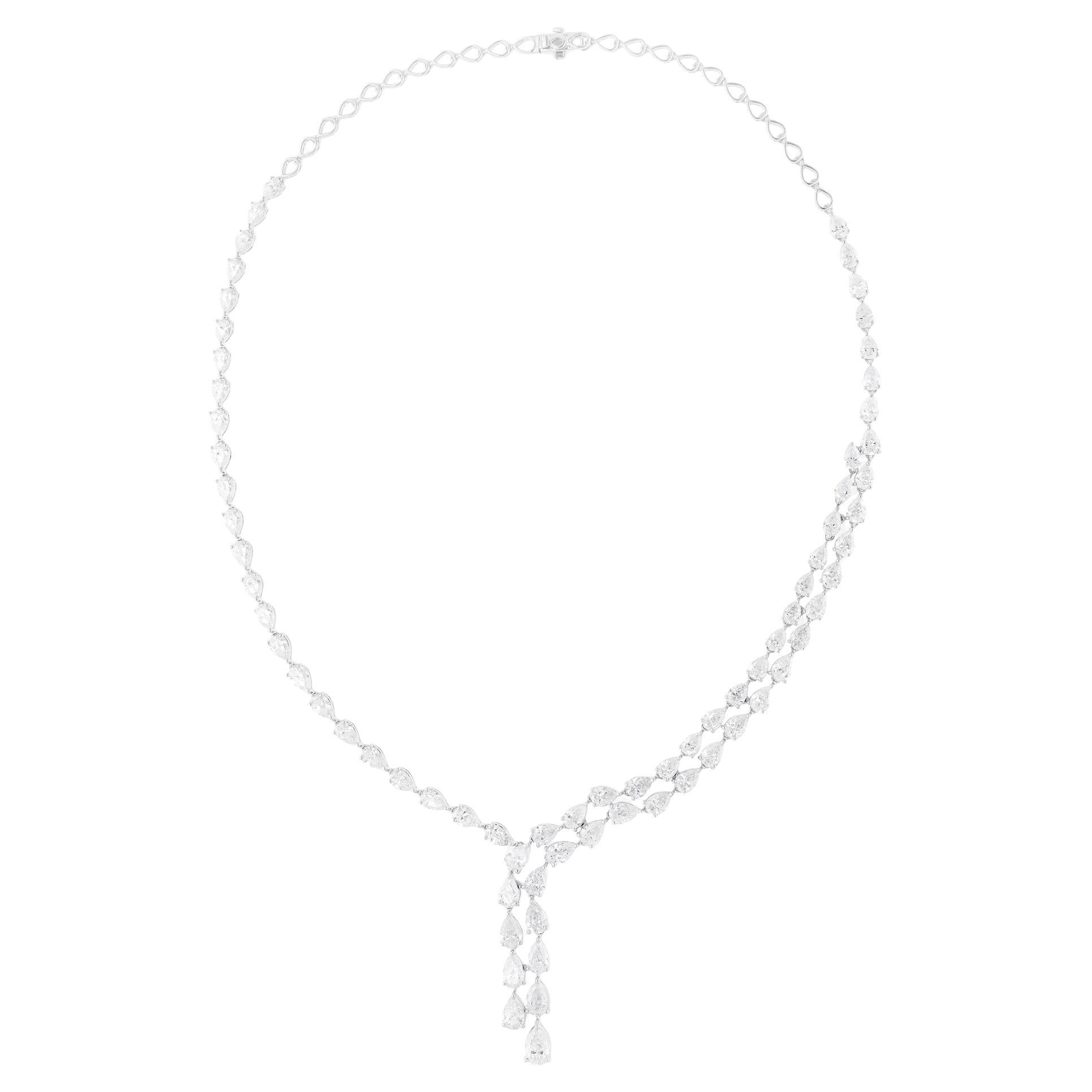 Collar de diamantes talla pera brillante SI/H de 17,80 quilates Oro Blanco de 18k Joyería fina