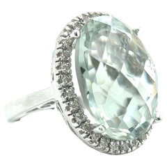 17.80 Carats Beryl Diamond 14 Karat White Gold Cocktail Ring
