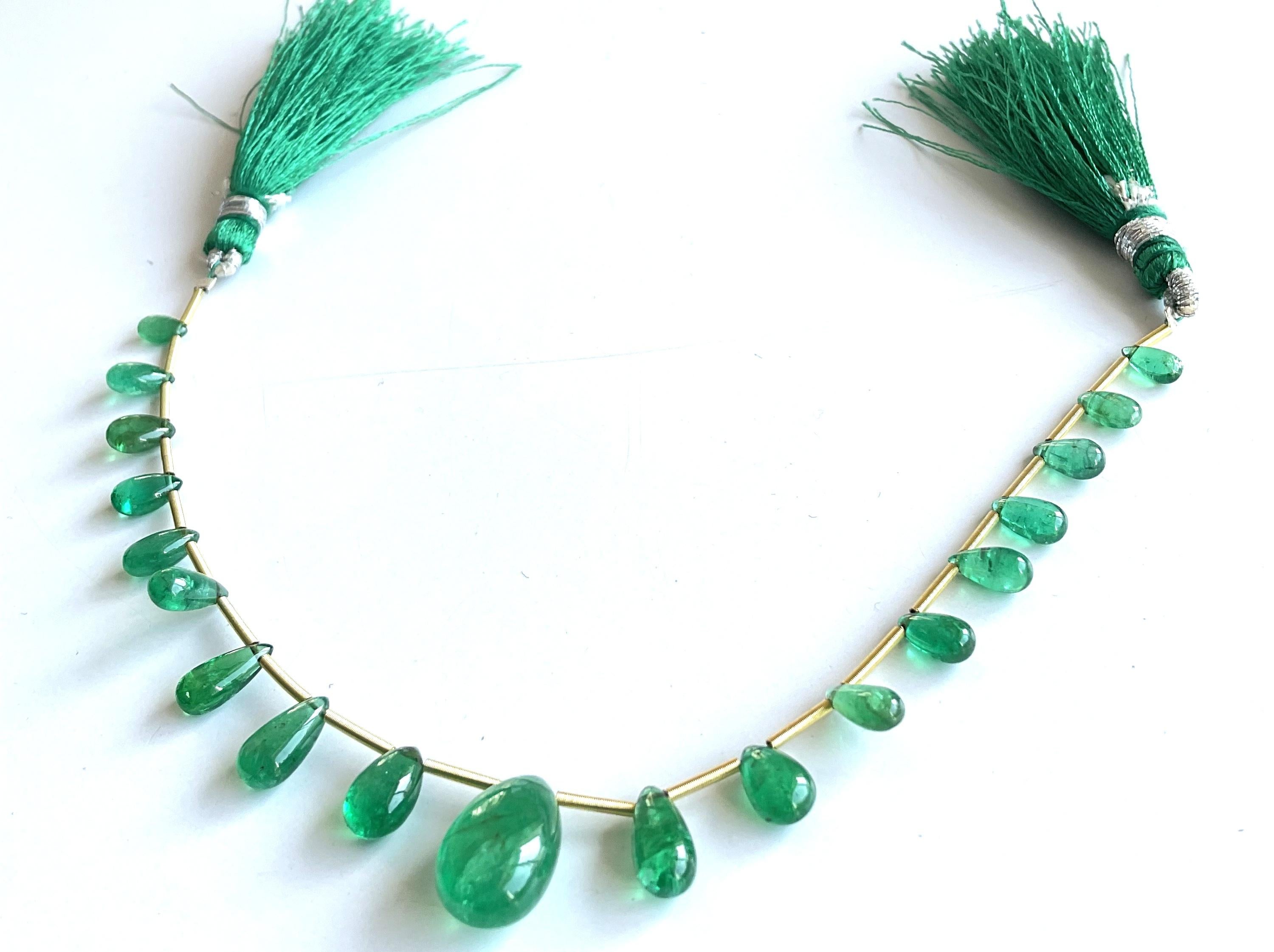 17.80 Carats Emerald Natural Plain Drops Layout 19 Pieces For Fine Jewelry Gem For Sale 2