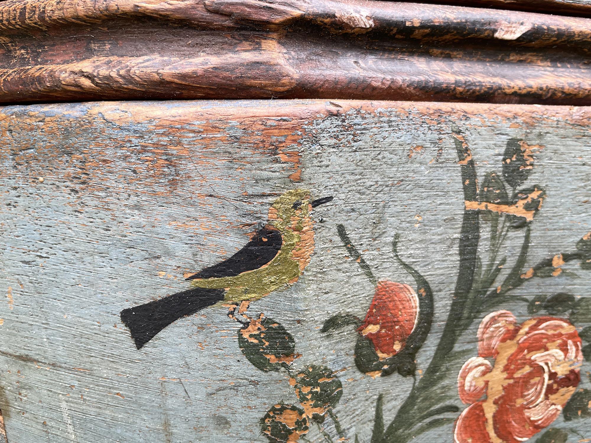 1780 Italian Shaped and Floral Painted Secretaire 1