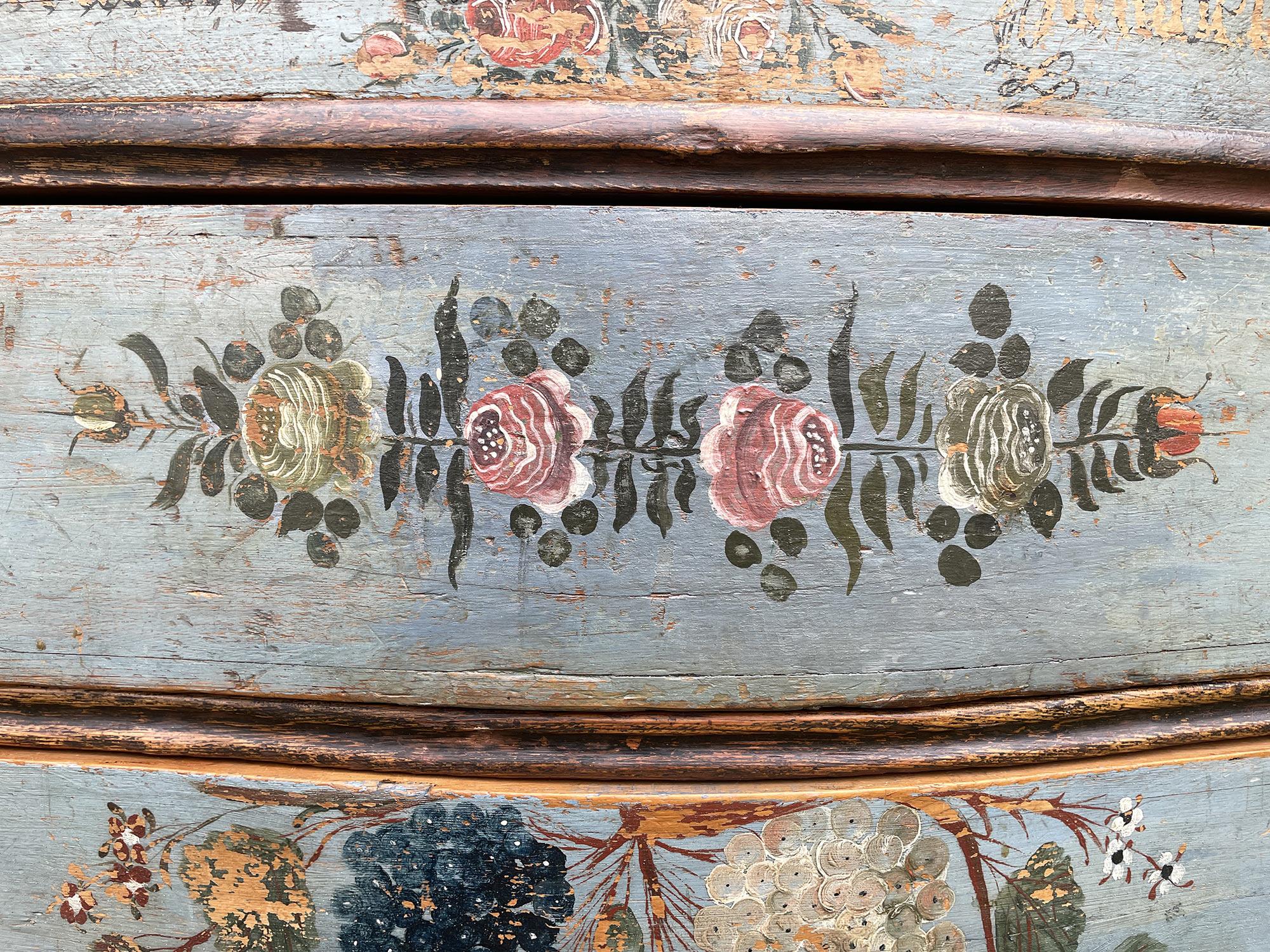 1780 Italian Shaped and Floral Painted Secretaire 2
