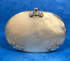 1780 Oval Shaped Magnifying Eye Glass That Is Housed in a Silver and Mother Case