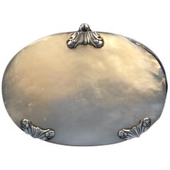 1780 Oval Shaped Magnifying Eye Glass That Is Housed in a Silver and Mother Case