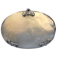 Antique 1780 Oval Shaped Magnifying Eye Glass That is Housed in a Silver and Mother Case
