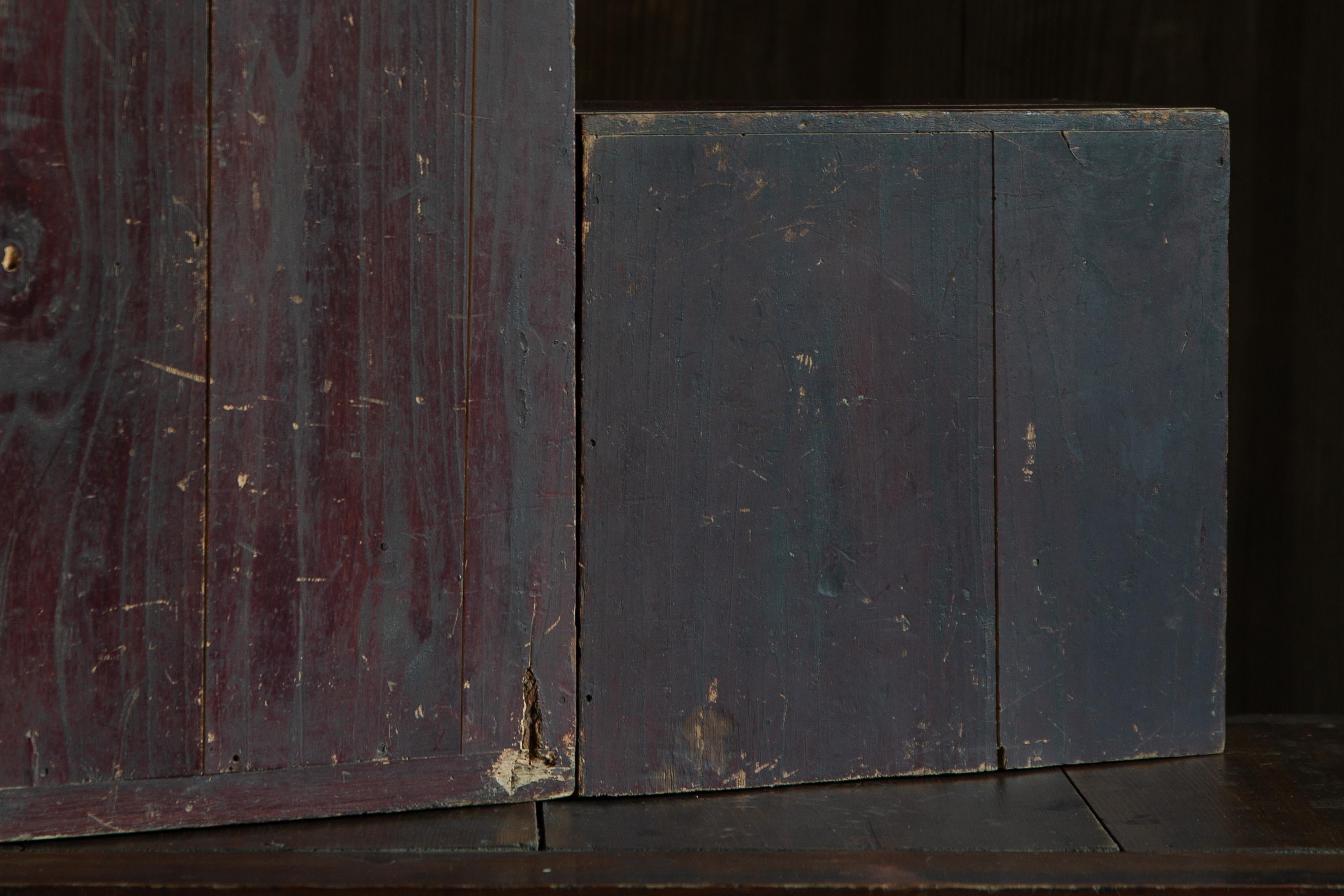 1780s-1850s Edo Japanese antique medicine chest of drawers 2pc cabinet wabi sabi For Sale 10