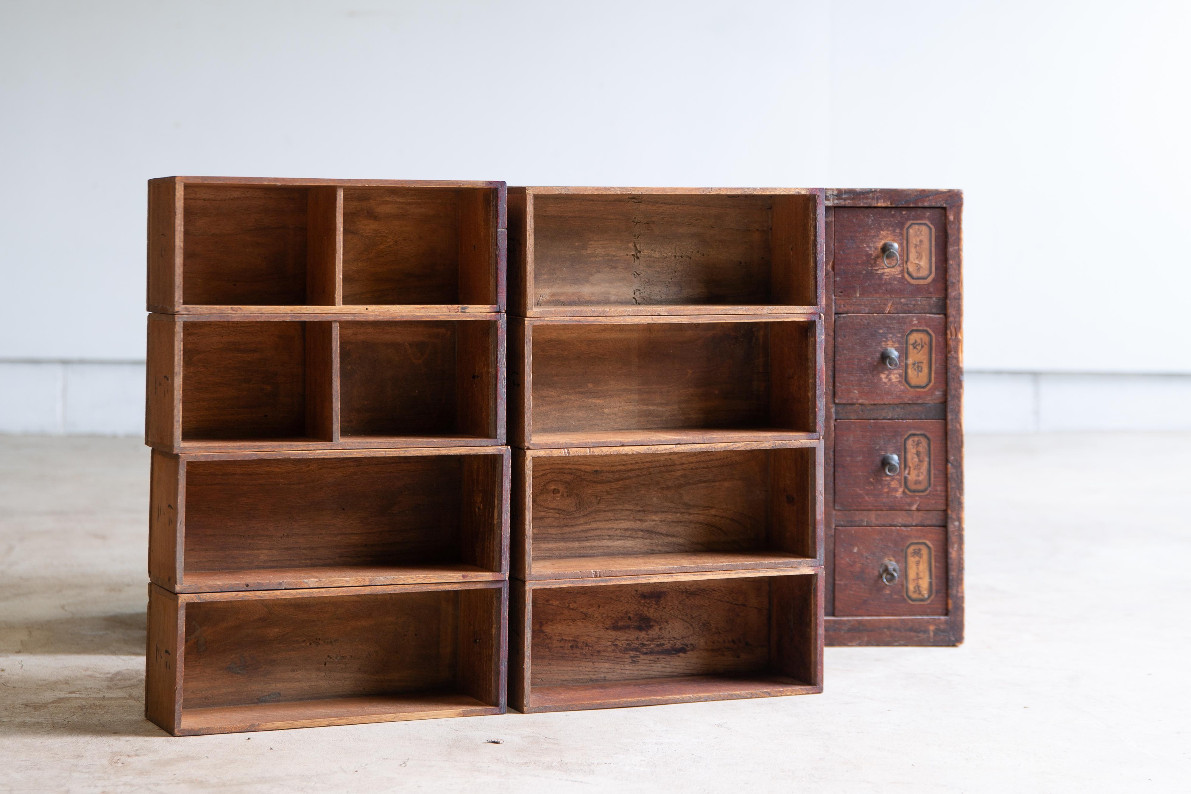 1780s-1850s Edo Japanese antique medicine chest of drawers, cabinet wabi sabi 12