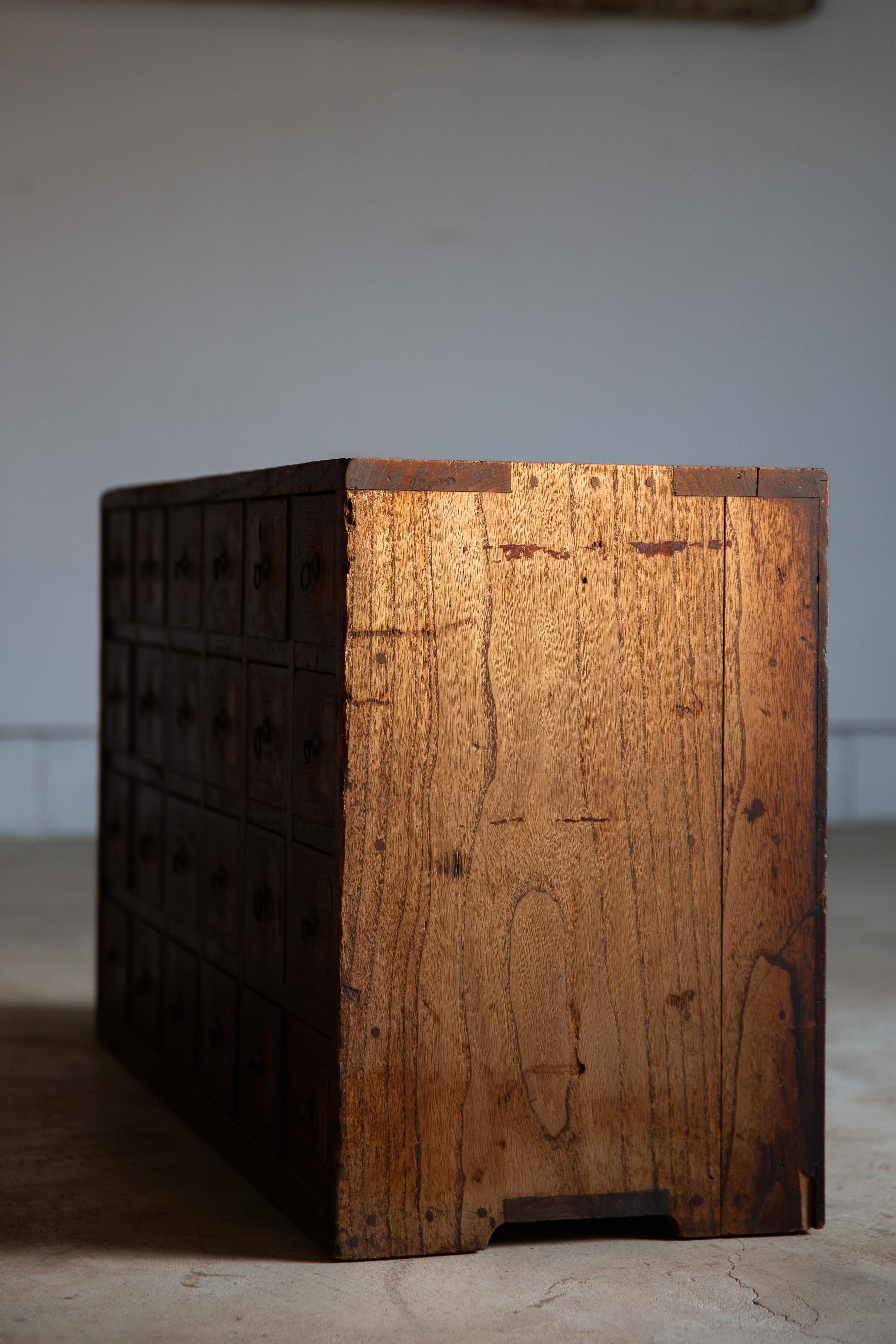 18th Century 1780s-1850s Edo Japanese antique medicine chest of drawers, cabinet wabi sabi