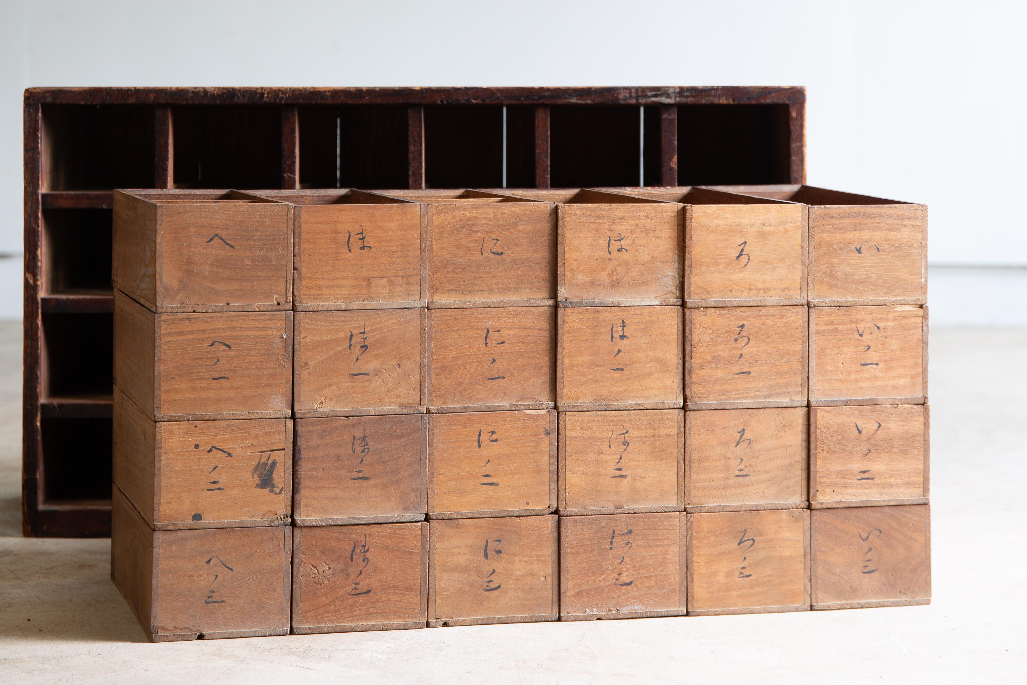 1780s-1850s Edo Japanese antique medicine chest of drawers, cabinet wabi sabi 4