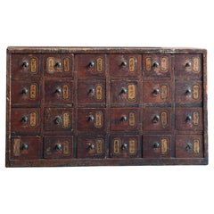 1780s-1850s Edo Japanese antique medicine chest of drawers, cabinet wabi sabi