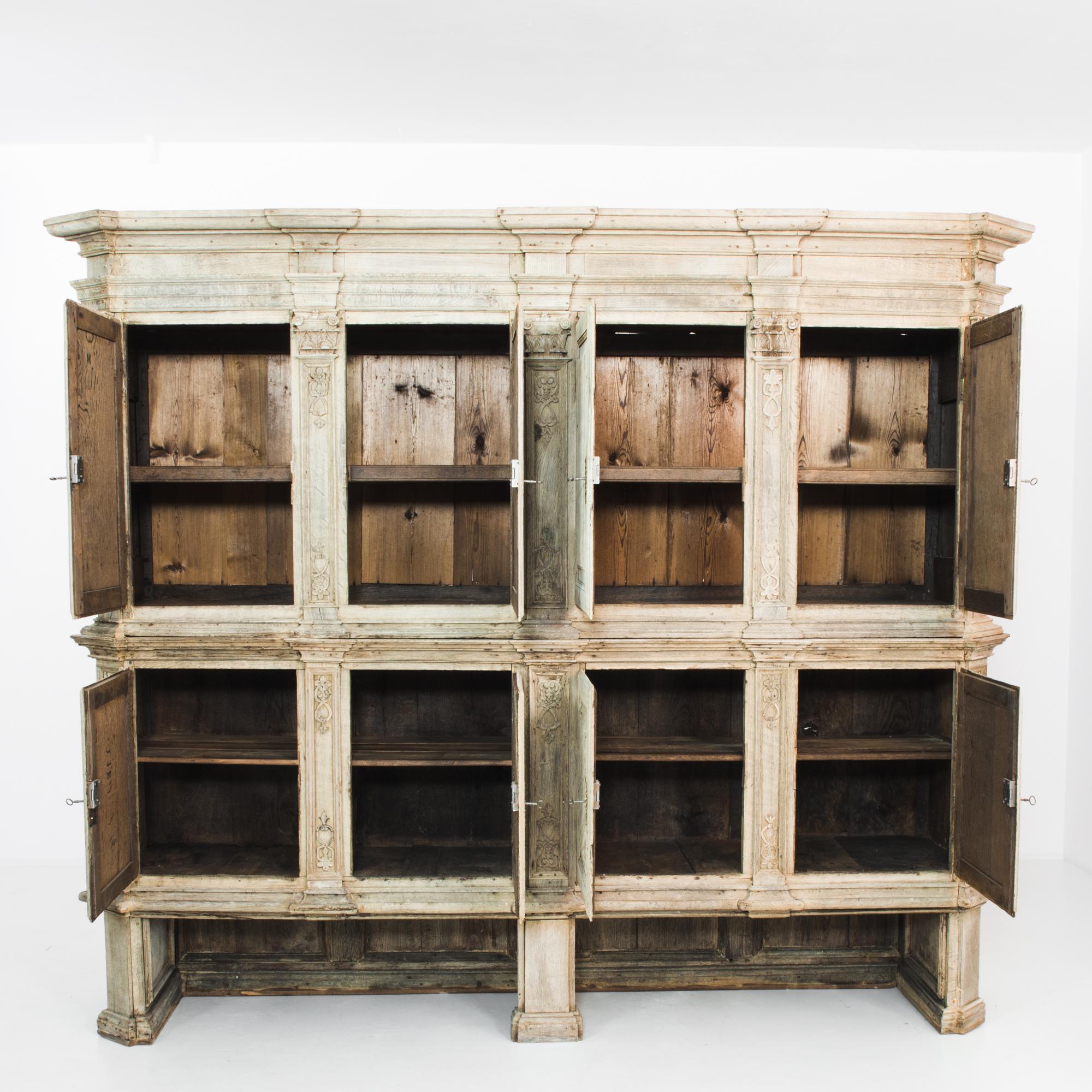1780s Belgian Bleached Oak Cabinet For Sale 3