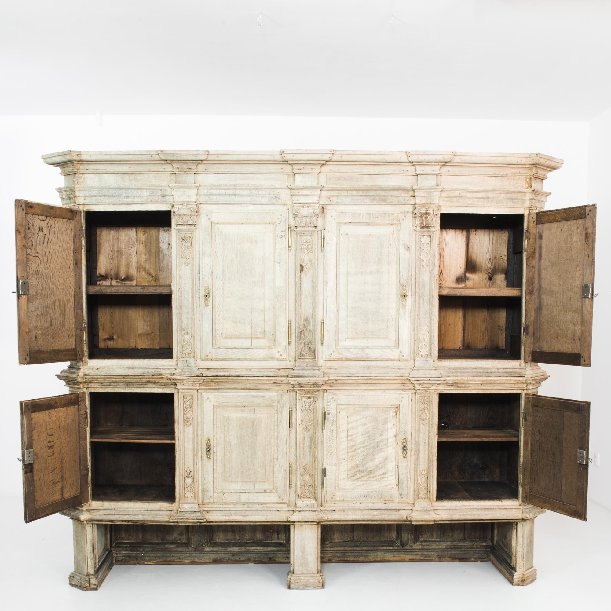 1780s Belgian Bleached Oak Cabinet For Sale 4