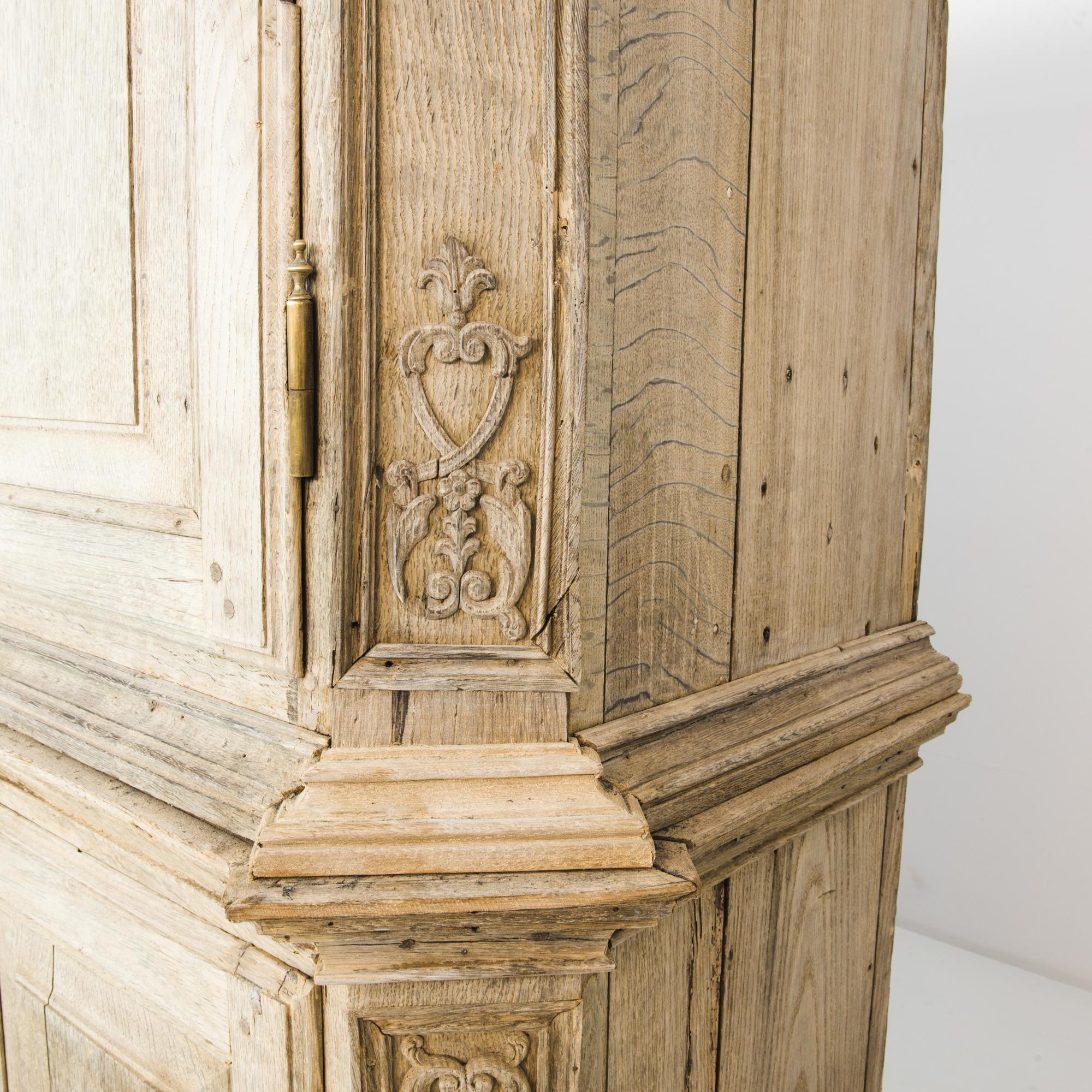 Wood 1780s Belgian Bleached Oak Cabinet For Sale