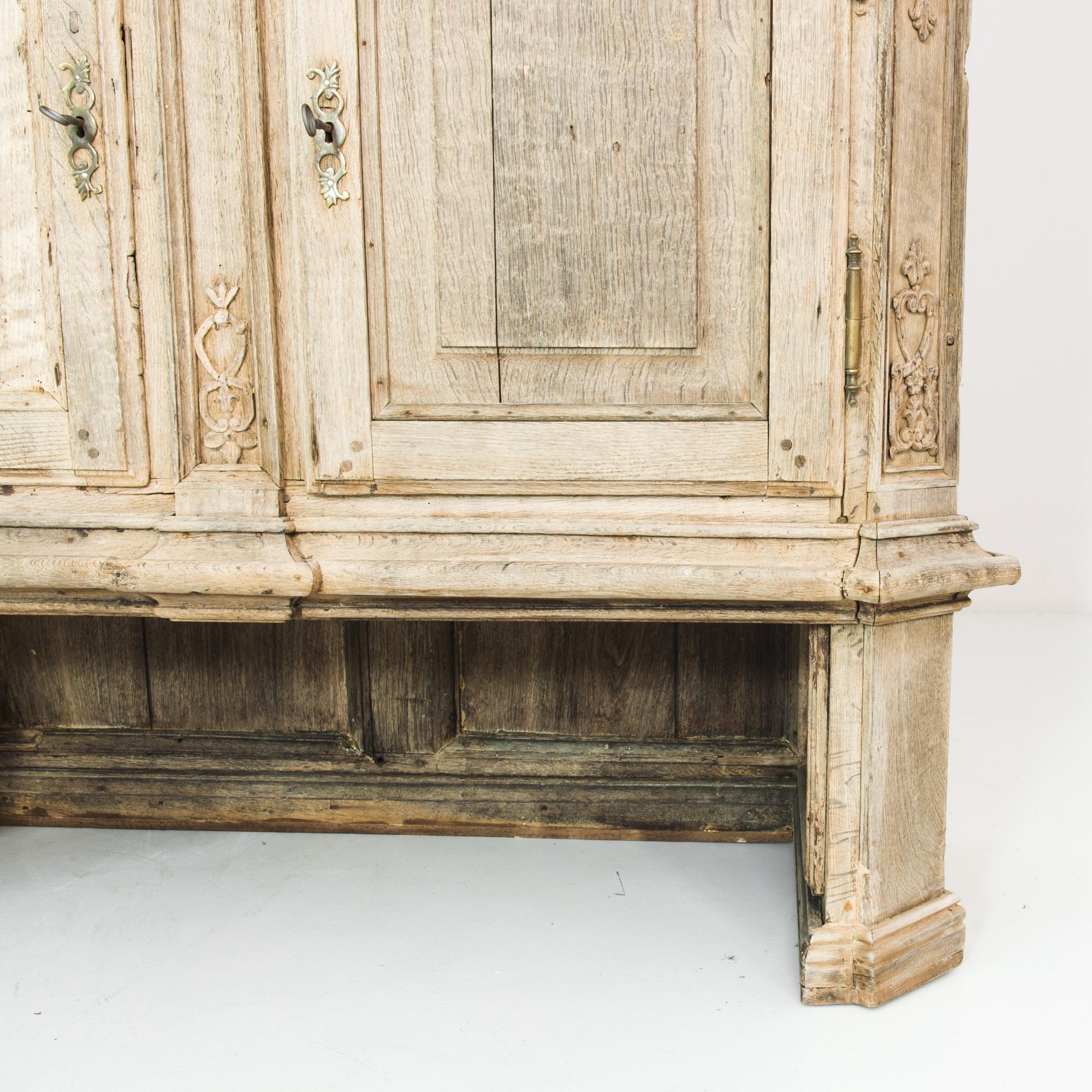 1780s Belgian Bleached Oak Cabinet For Sale 1