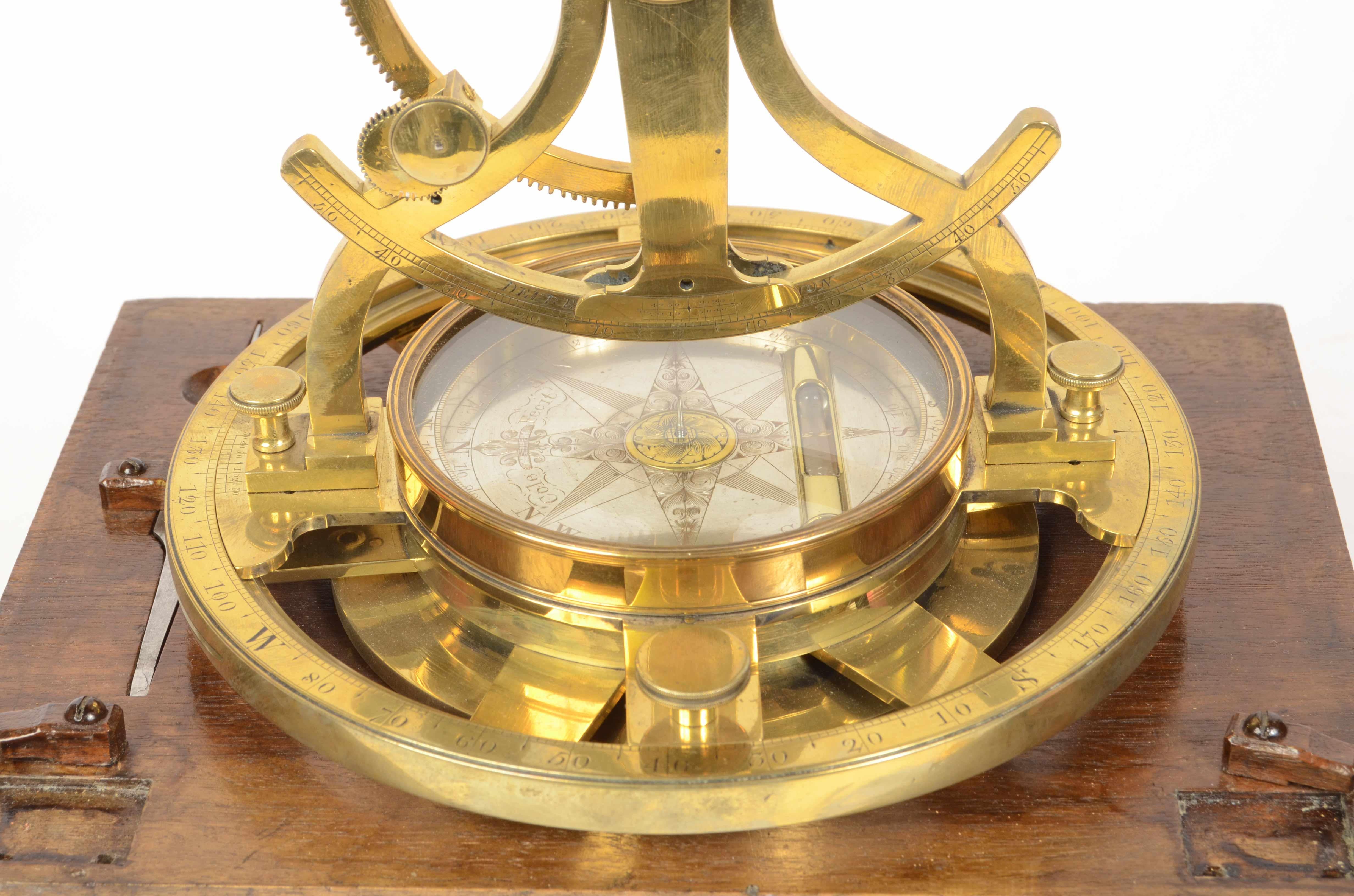1780s Cole Fecit Brass Antique Surveyor's Transit Theodolite Measurement Tool 9