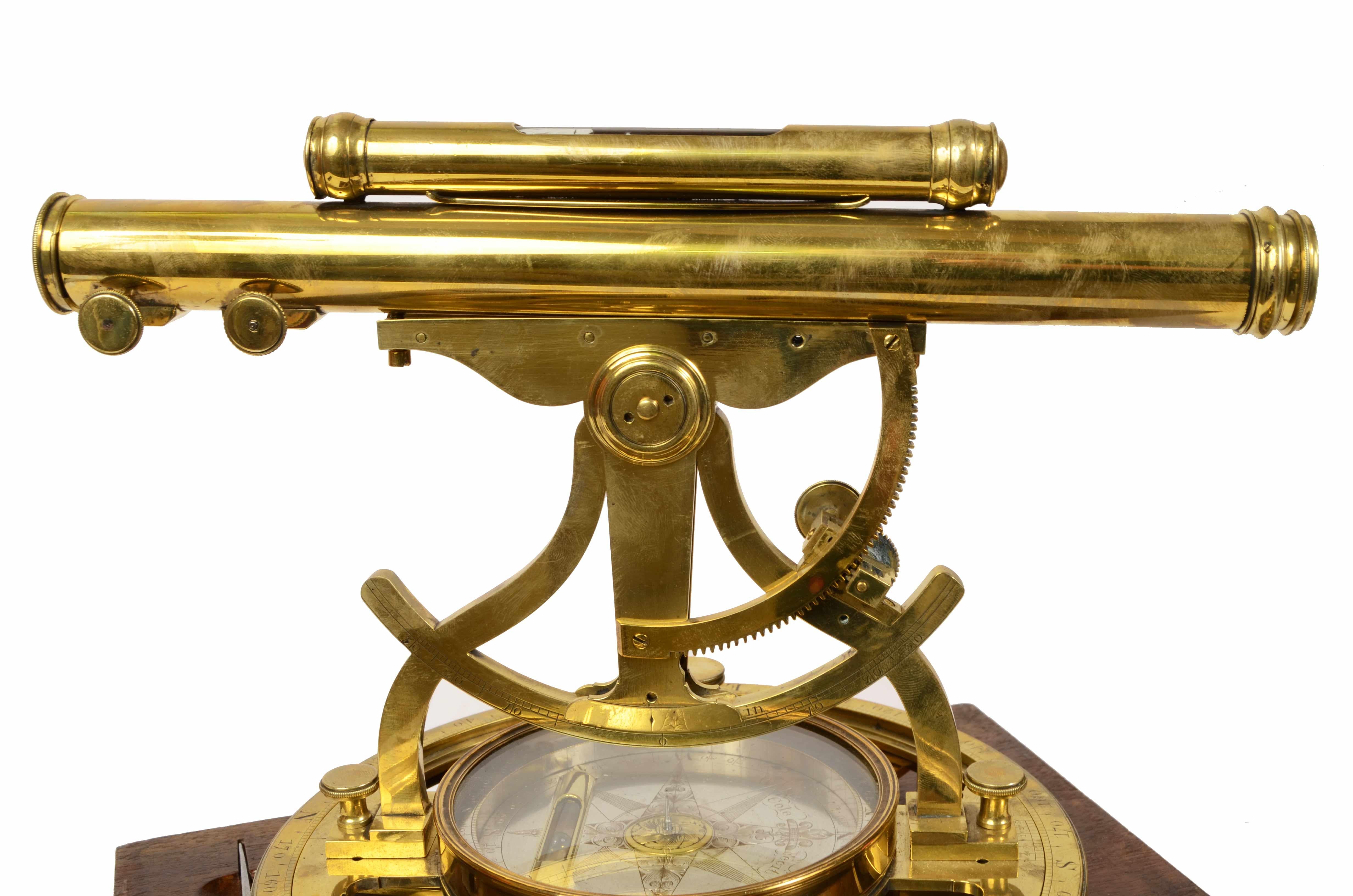 1780s Cole Fecit Brass Antique Surveyor's Transit Theodolite Measurement Tool 15