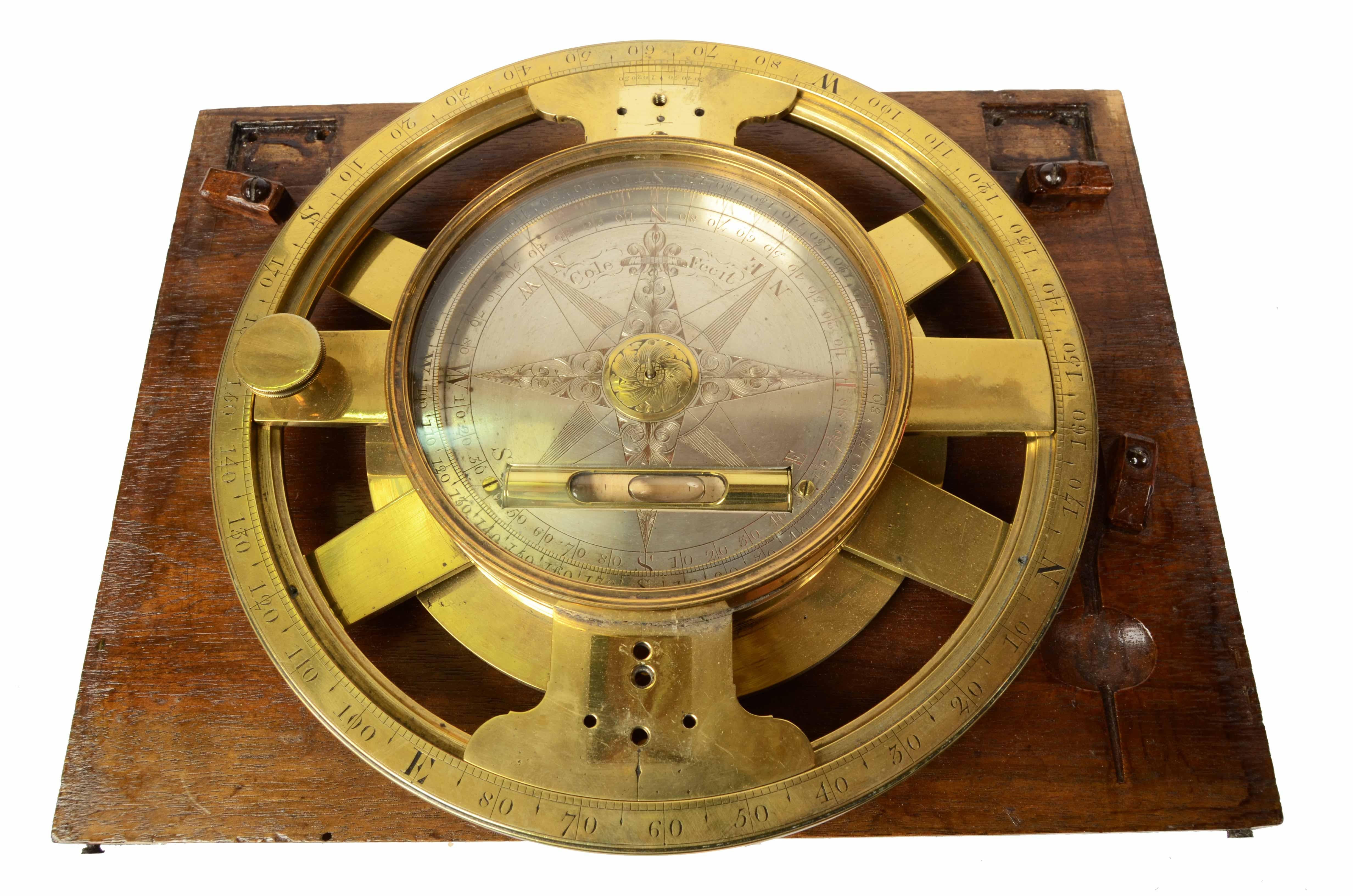 Late 18th Century 1780s Cole Fecit Brass Antique Surveyor's Transit Theodolite Measurement Tool