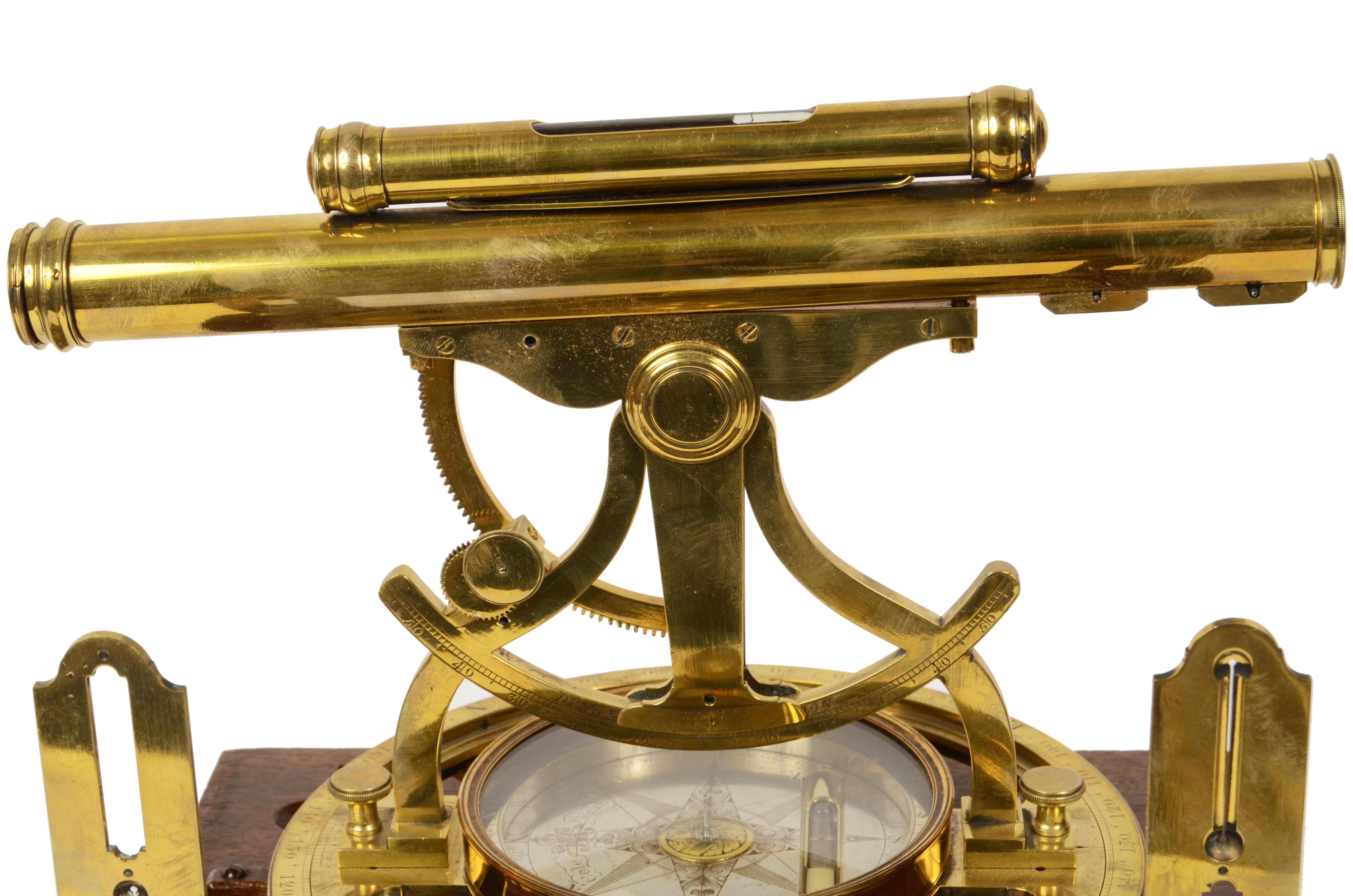 1780s Cole Fecit Brass Antique Surveyor's Transit Theodolite Measurement Tool 1