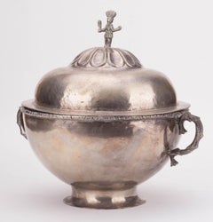 1780s Colonial Peruvian Silver Tureen with Scroll Shaped Handles