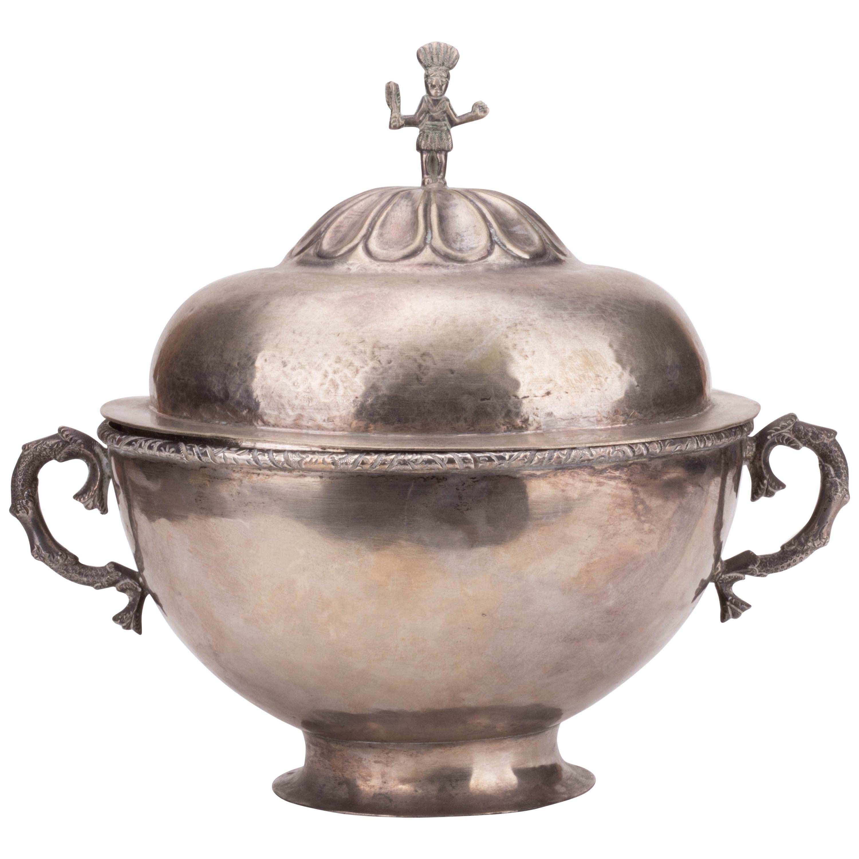 1780s Colonial Peruvian Silver Tureen with Scroll Shaped Handles