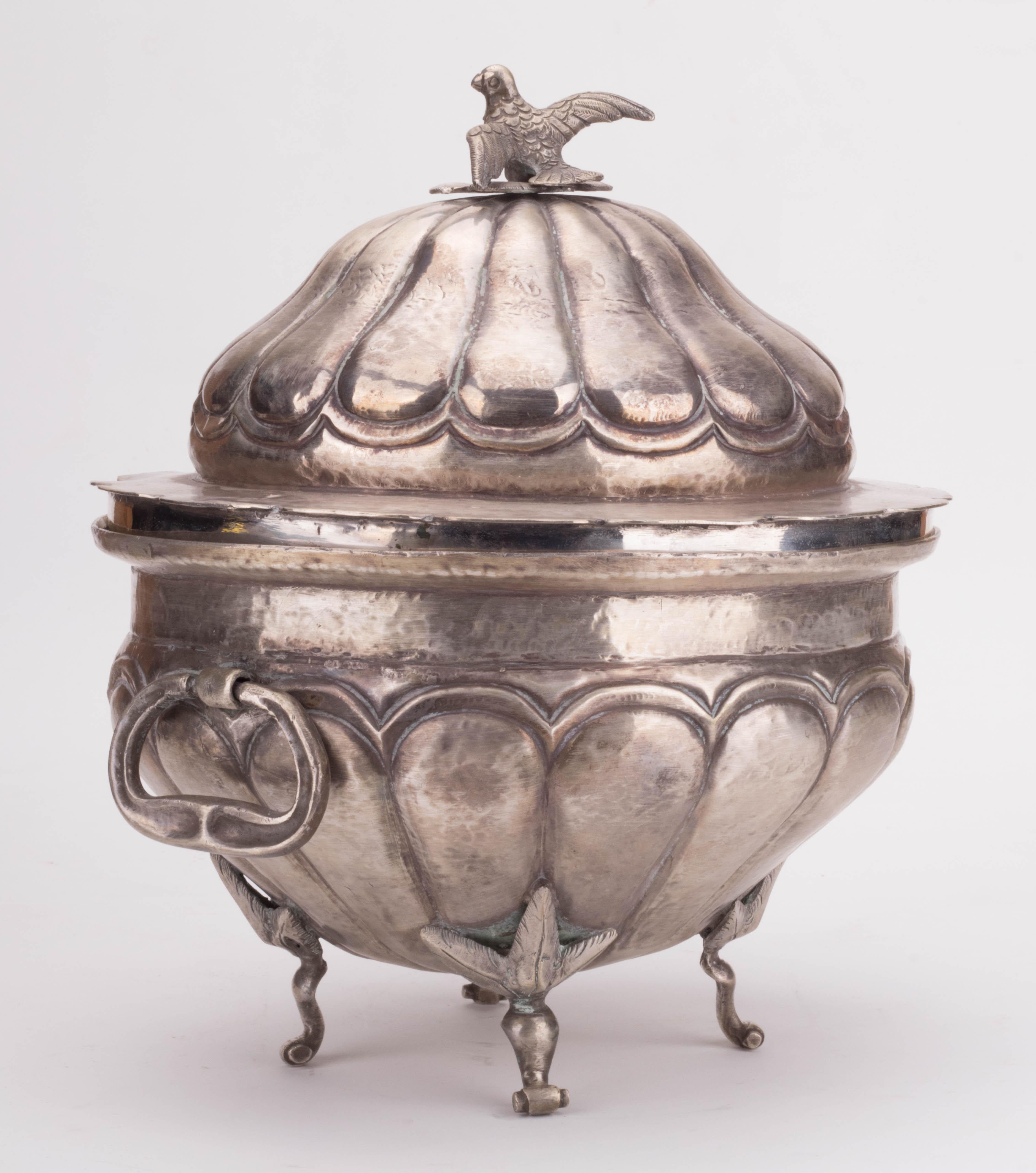 18th Century 1780s Colonial Peruvian Tureen with Side Handles and Dove Shaped Knob on Lid