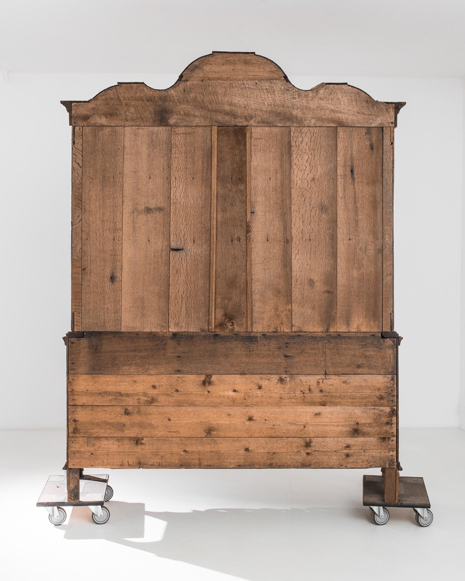 Hand-Carved 1780s Dutch Bleached Oak Cabinet