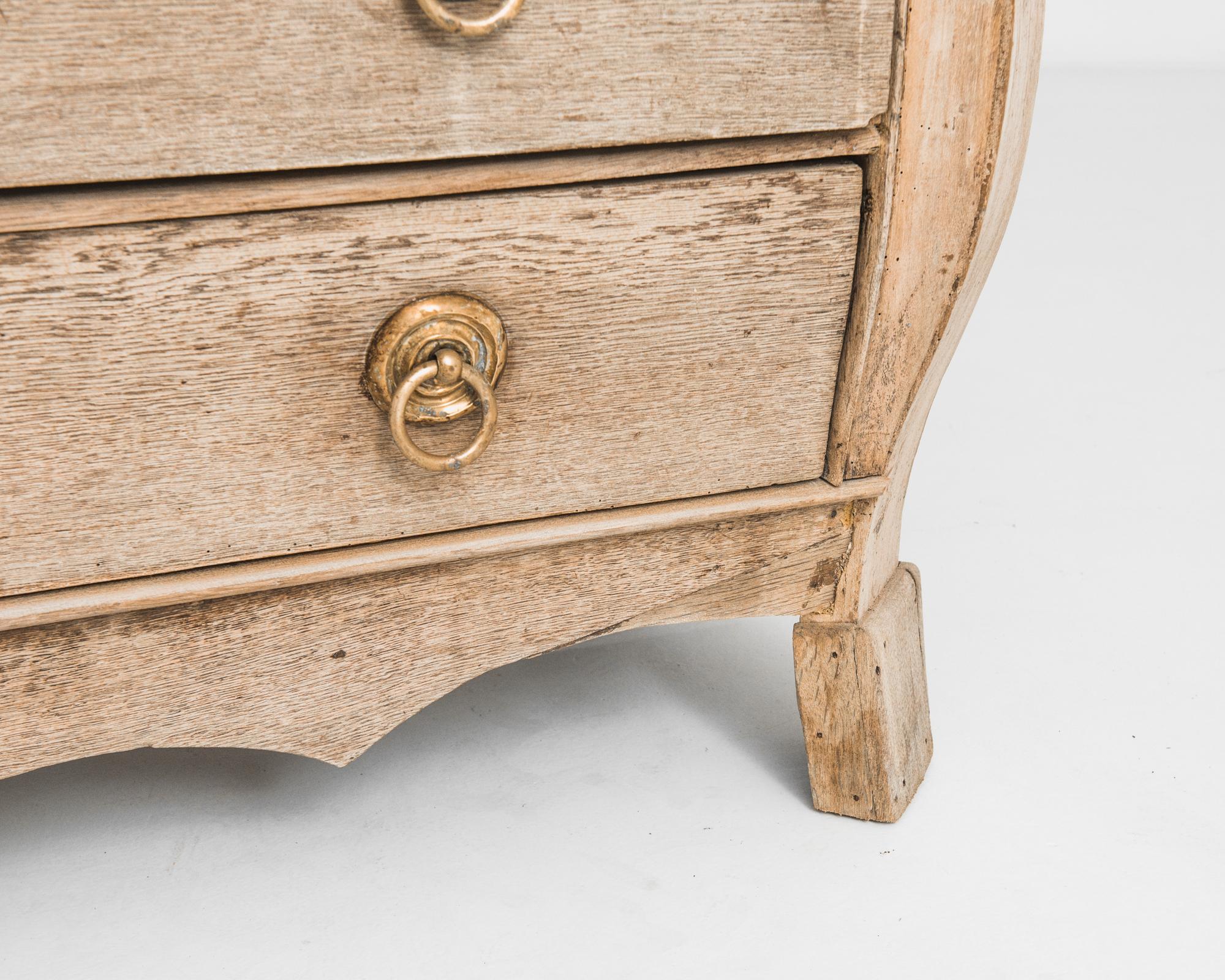 Hand-Carved 1780s Dutch Bleached Oak Cabinet