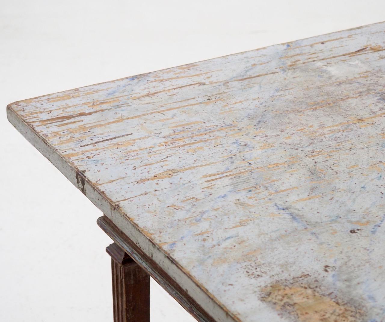 Gustavien Exceptionnelle table centrale peinte d'origine gustavienne des années 1780, Stockholm en vente