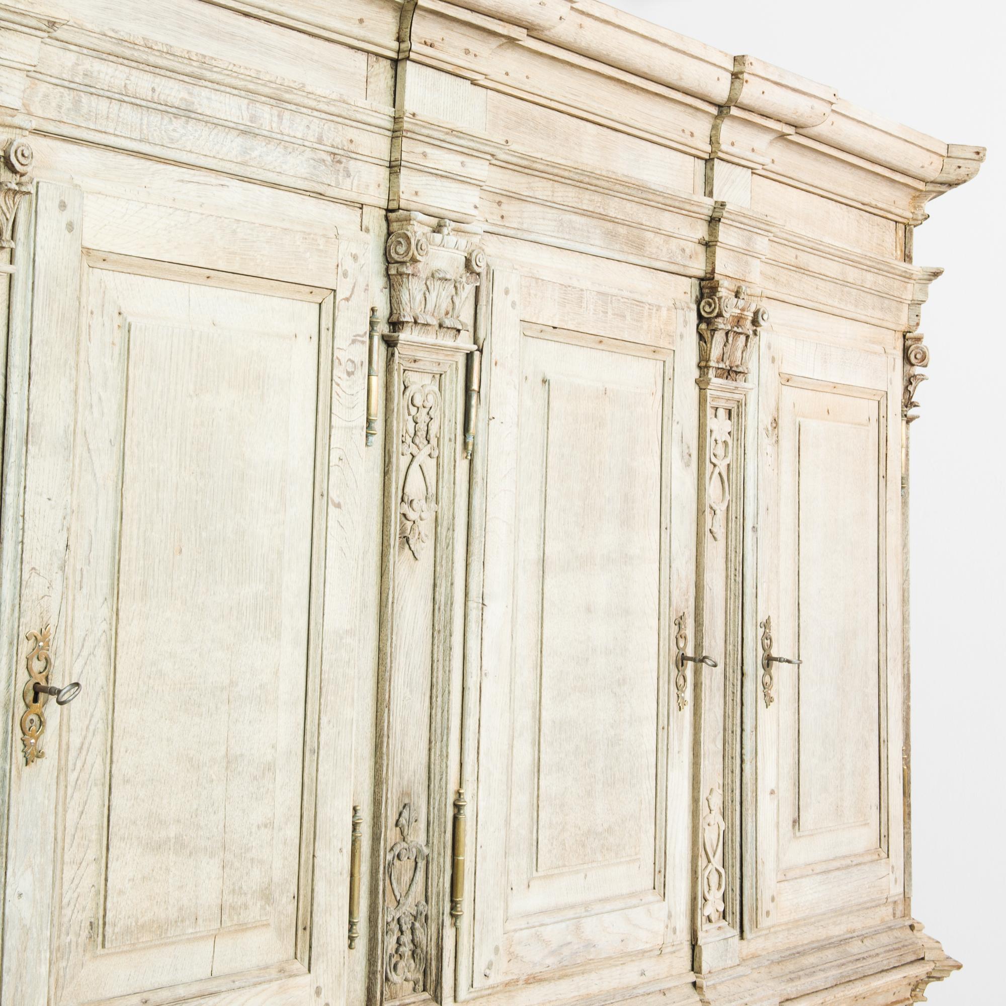 Neoclassical 1780s Flemish Eight-Door Oak Cabinet For Sale