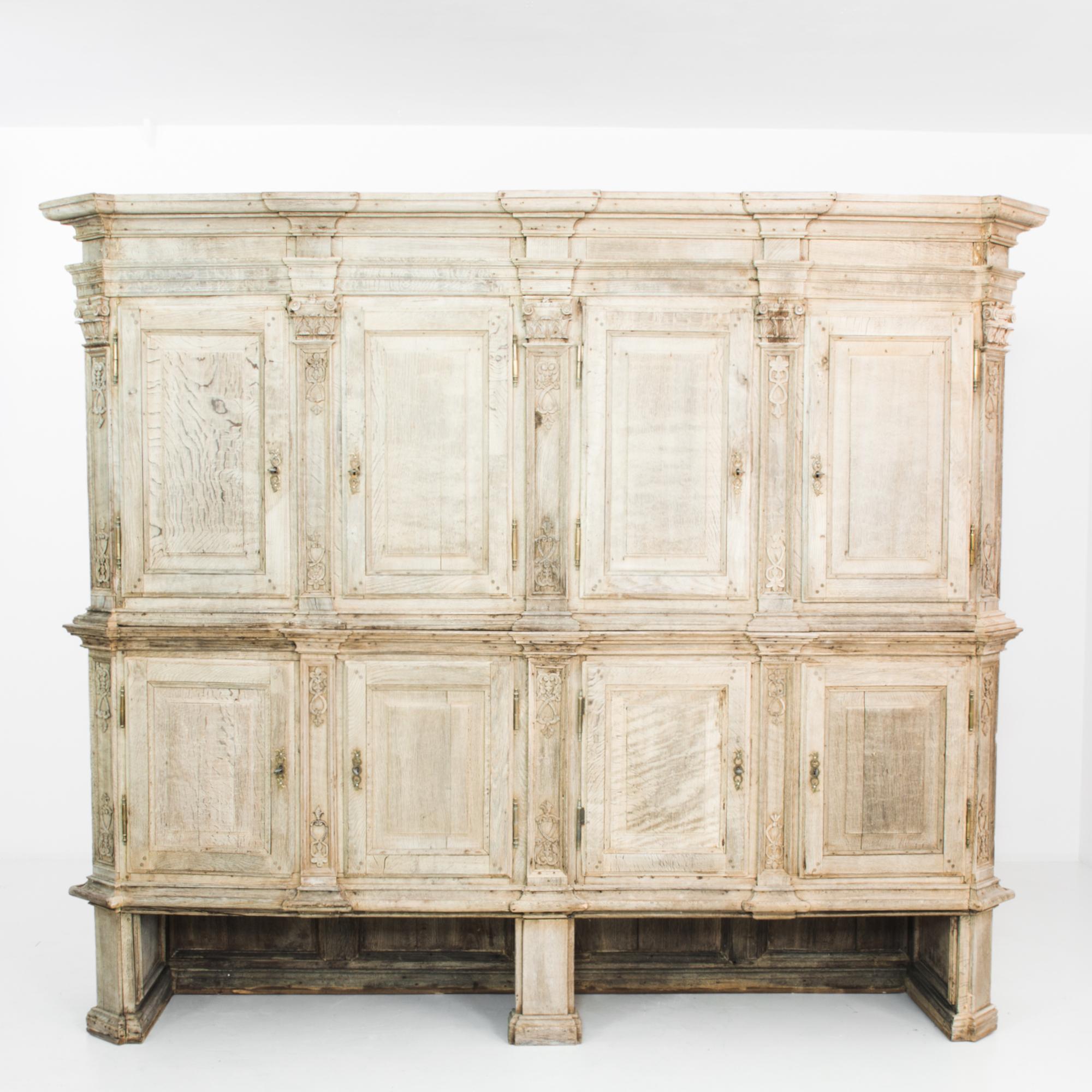 1780s Flemish Eight-Door Oak Cabinet For Sale 2