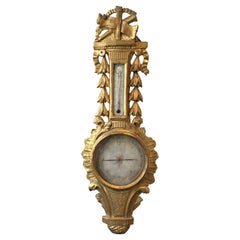 Baromètre en bois doré français des années 1780