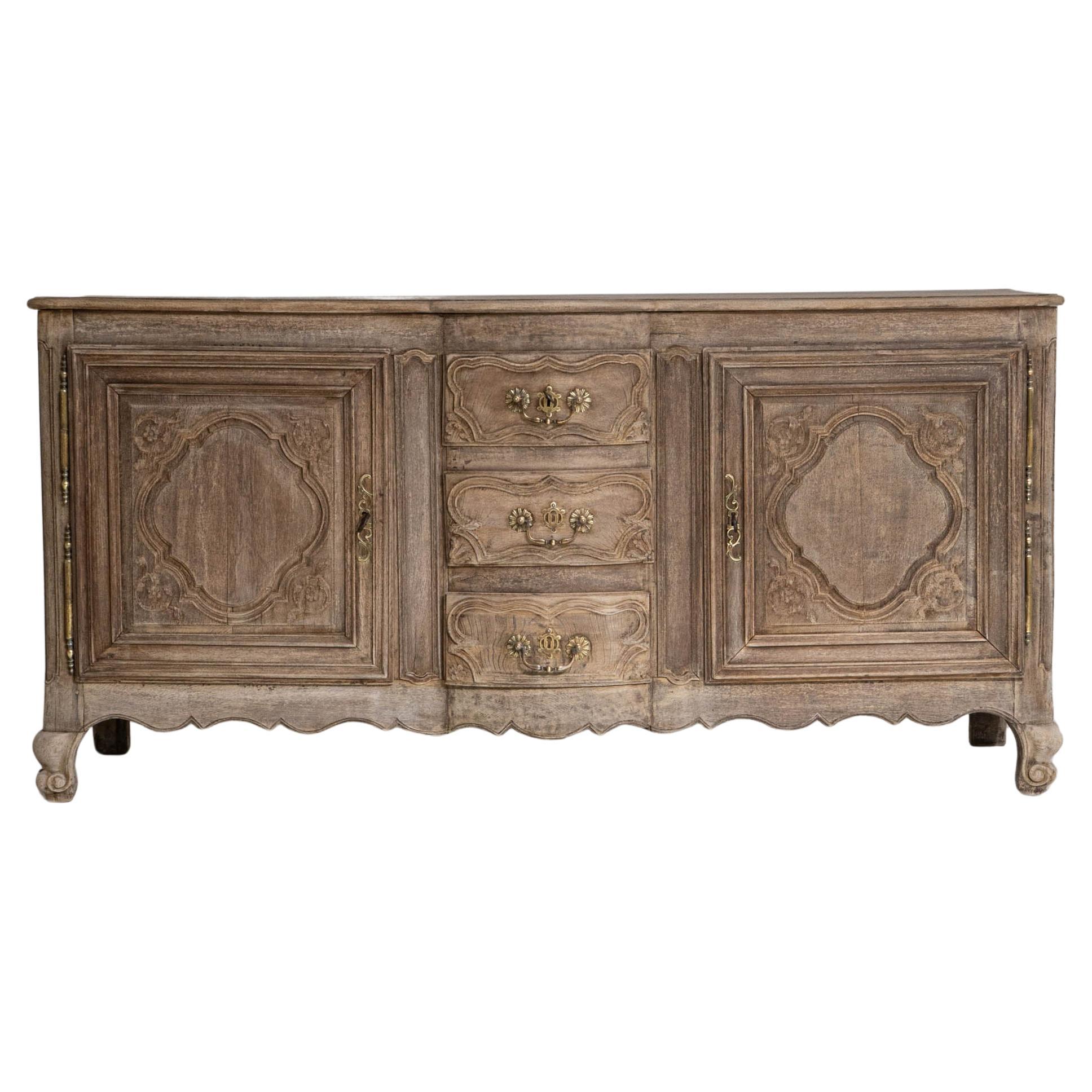 1780s French Louis XV Carved Oak Sideboard For Sale