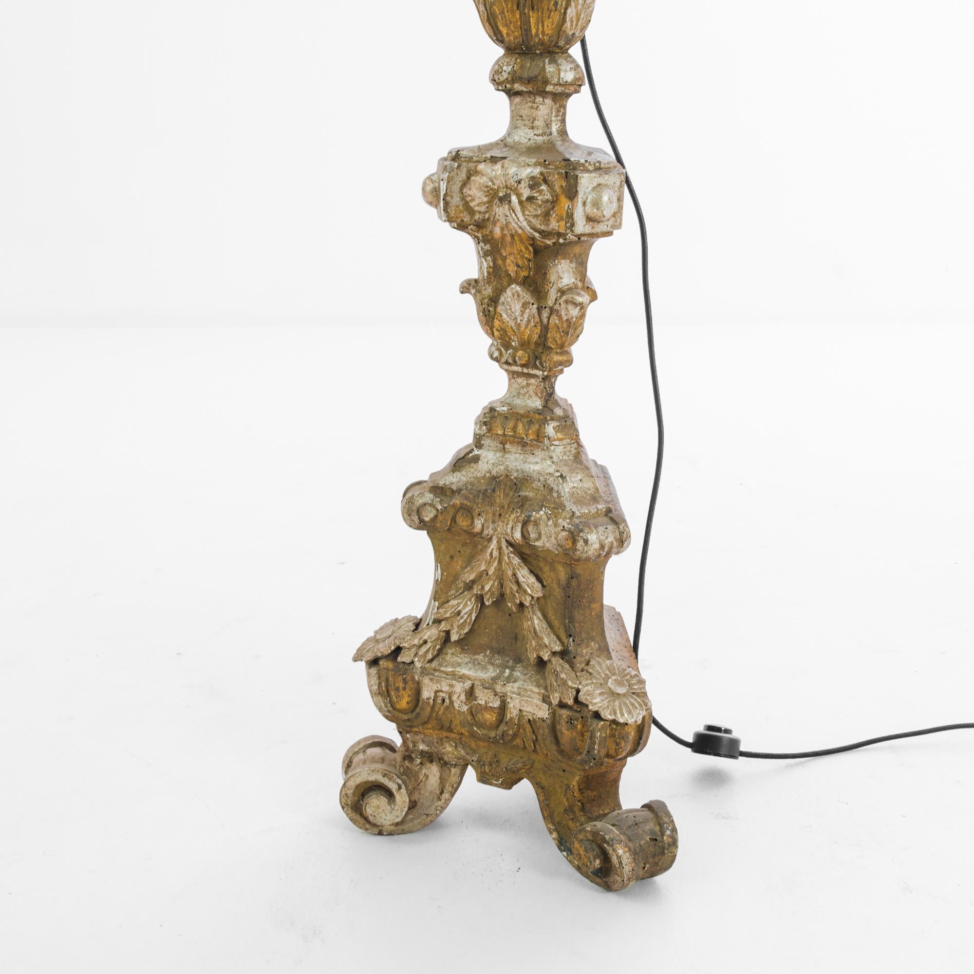 French Provincial 1780s French Wooden Floor Lamp