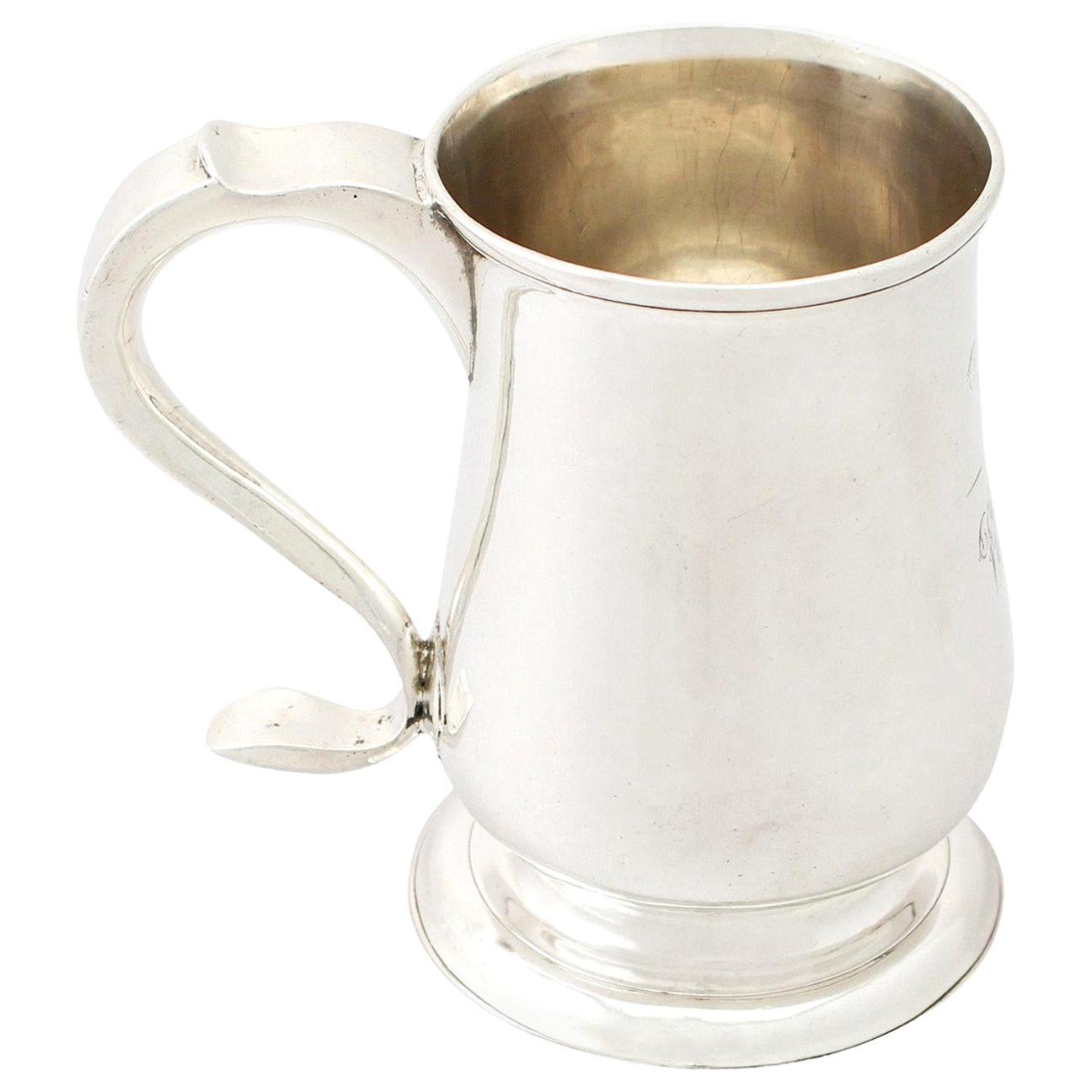 1780s Georgian Newcastle Sterling Silver Pint Mug