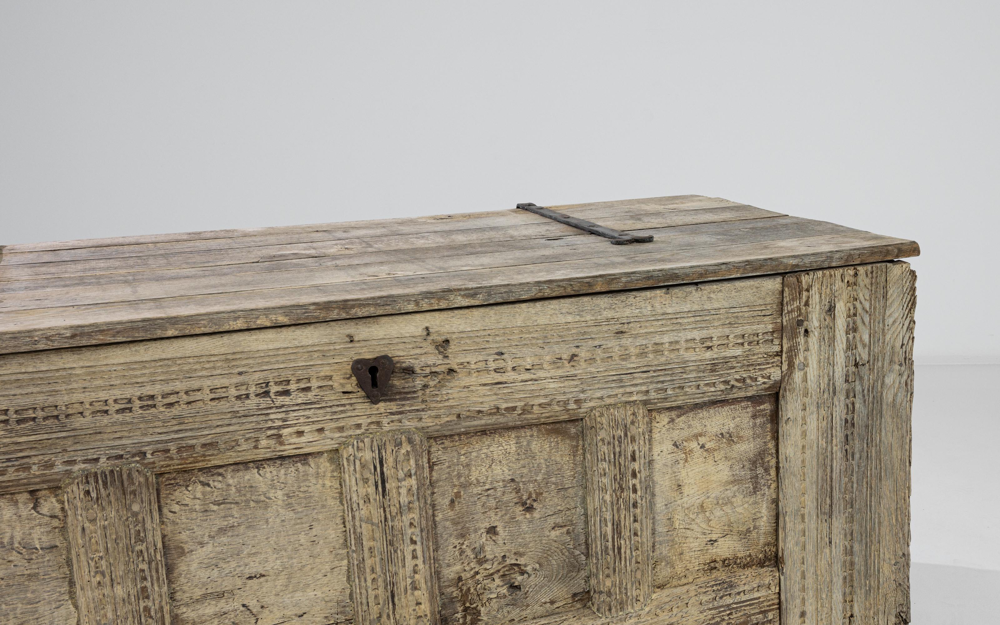 18th Century 1780s German Bleached Oak Chest For Sale