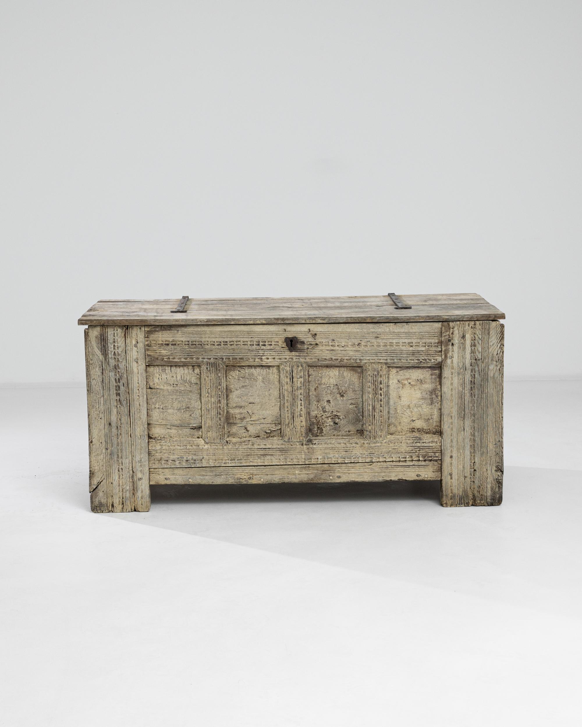 Iron 1780s German Bleached Oak Chest For Sale