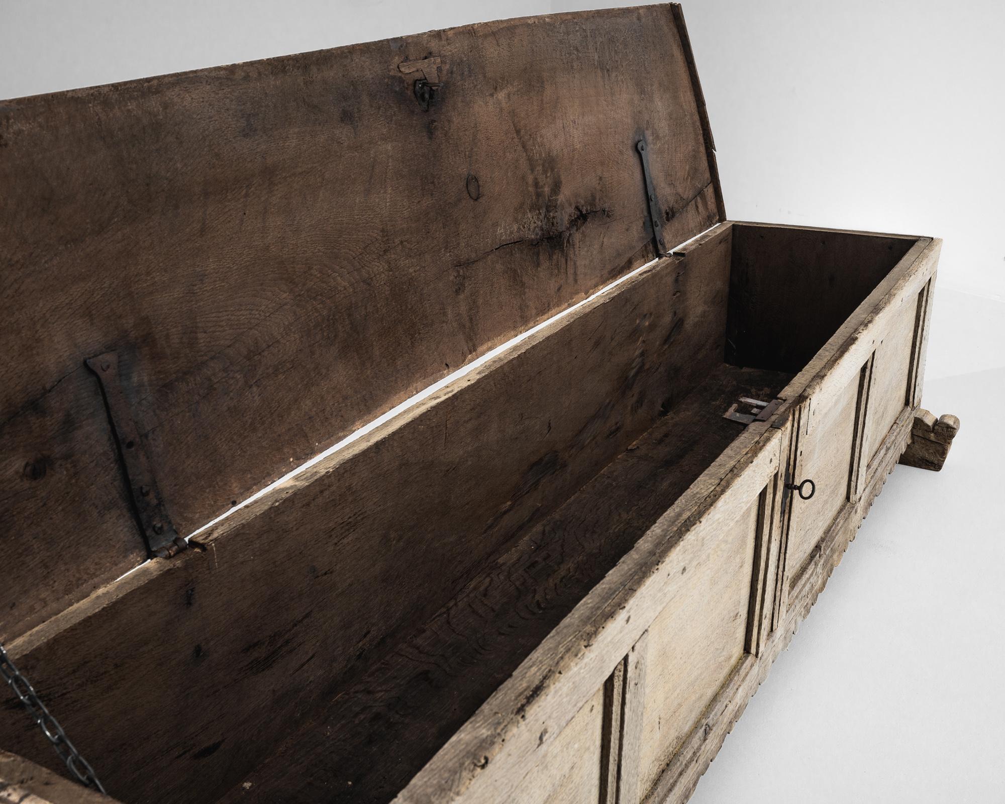 Iron 1780s German Bleached Oak Trunk
