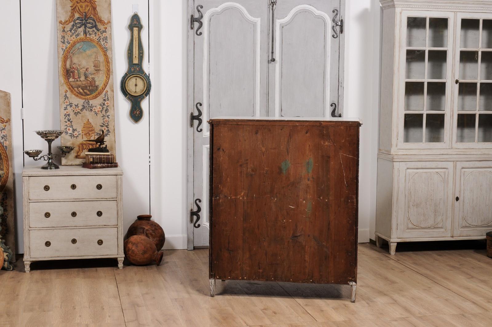 1780s Gustavian Period Swedish Grey Painted Drop-Front Secretary with Drawers For Sale 5