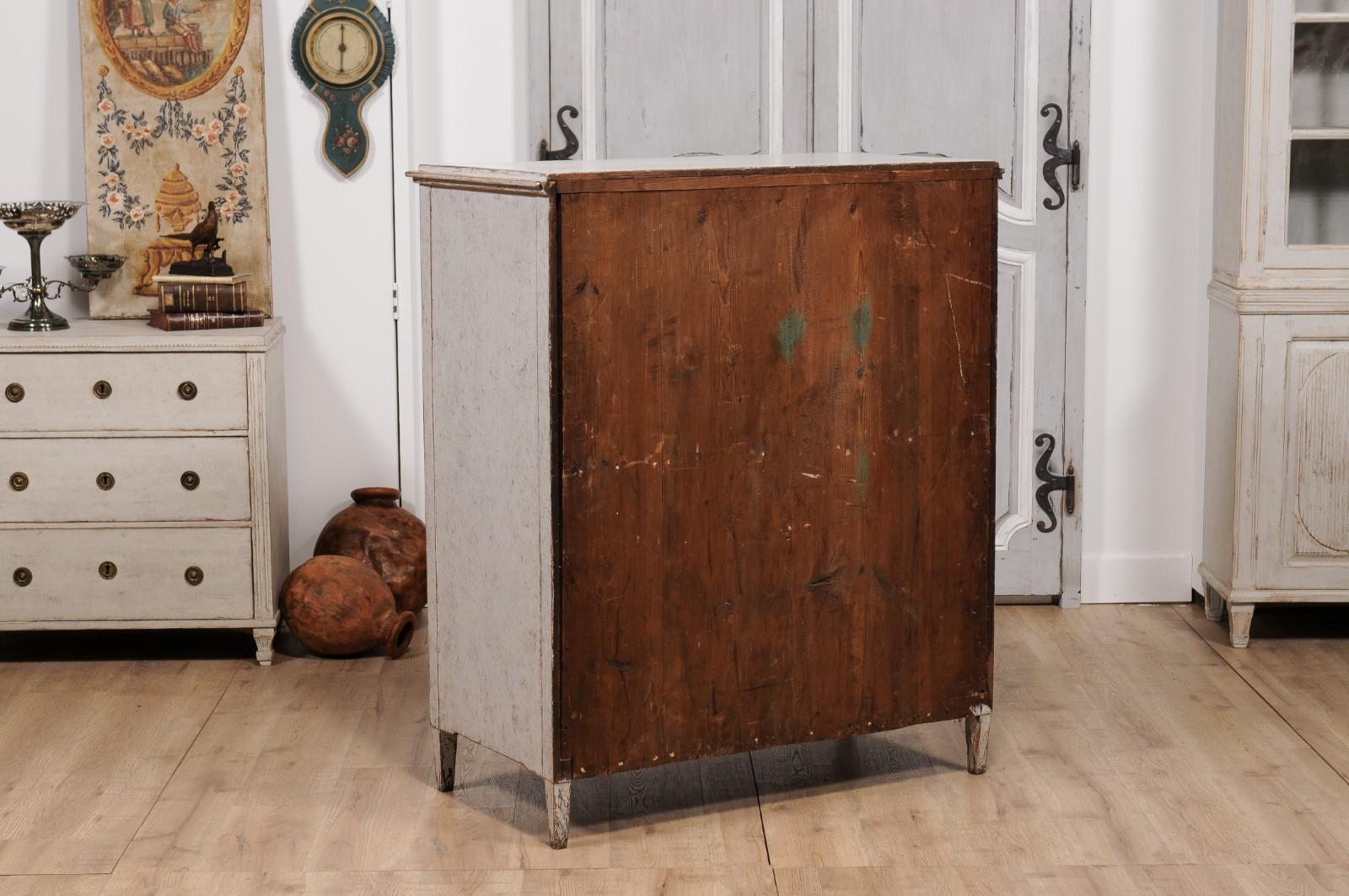 1780s Gustavian Period Swedish Grey Painted Drop-Front Secretary with Drawers For Sale 6